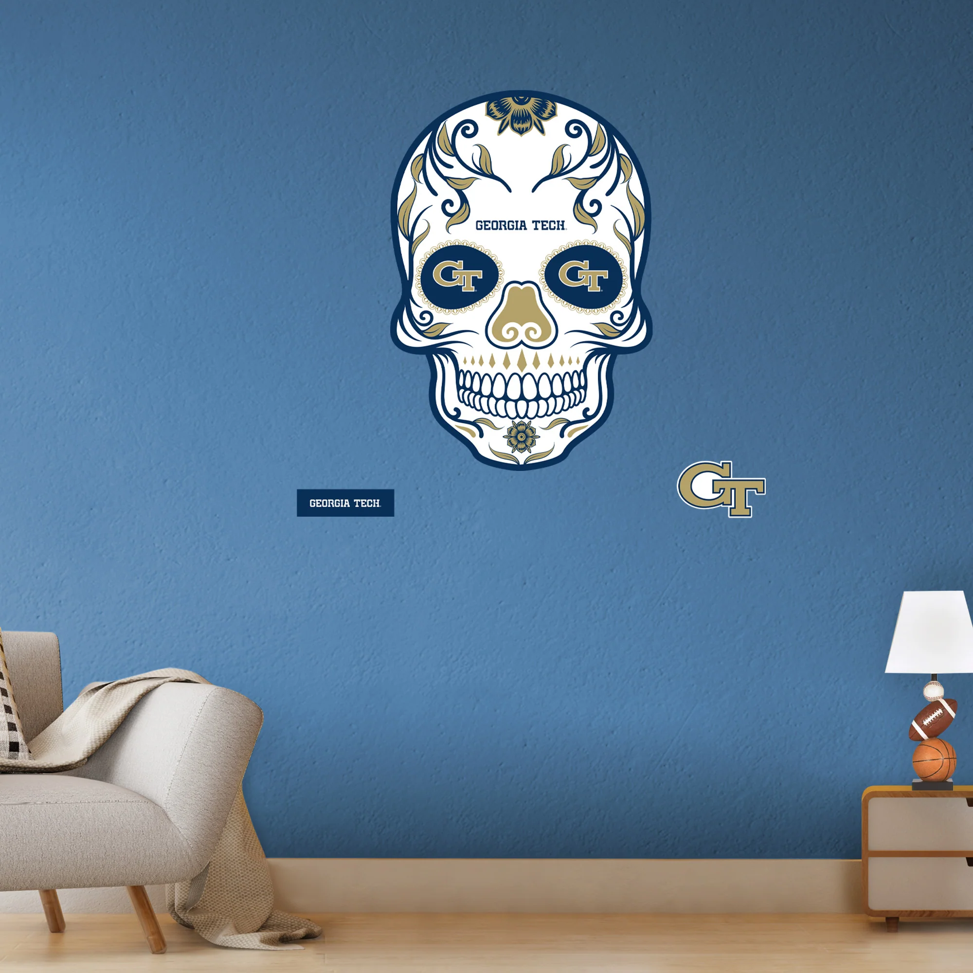 Georgia Tech Yellow Jackets - RealBig Sugar Skull Collection - Official NCAA - Reusable Vinyl Wall Decals - Image 7