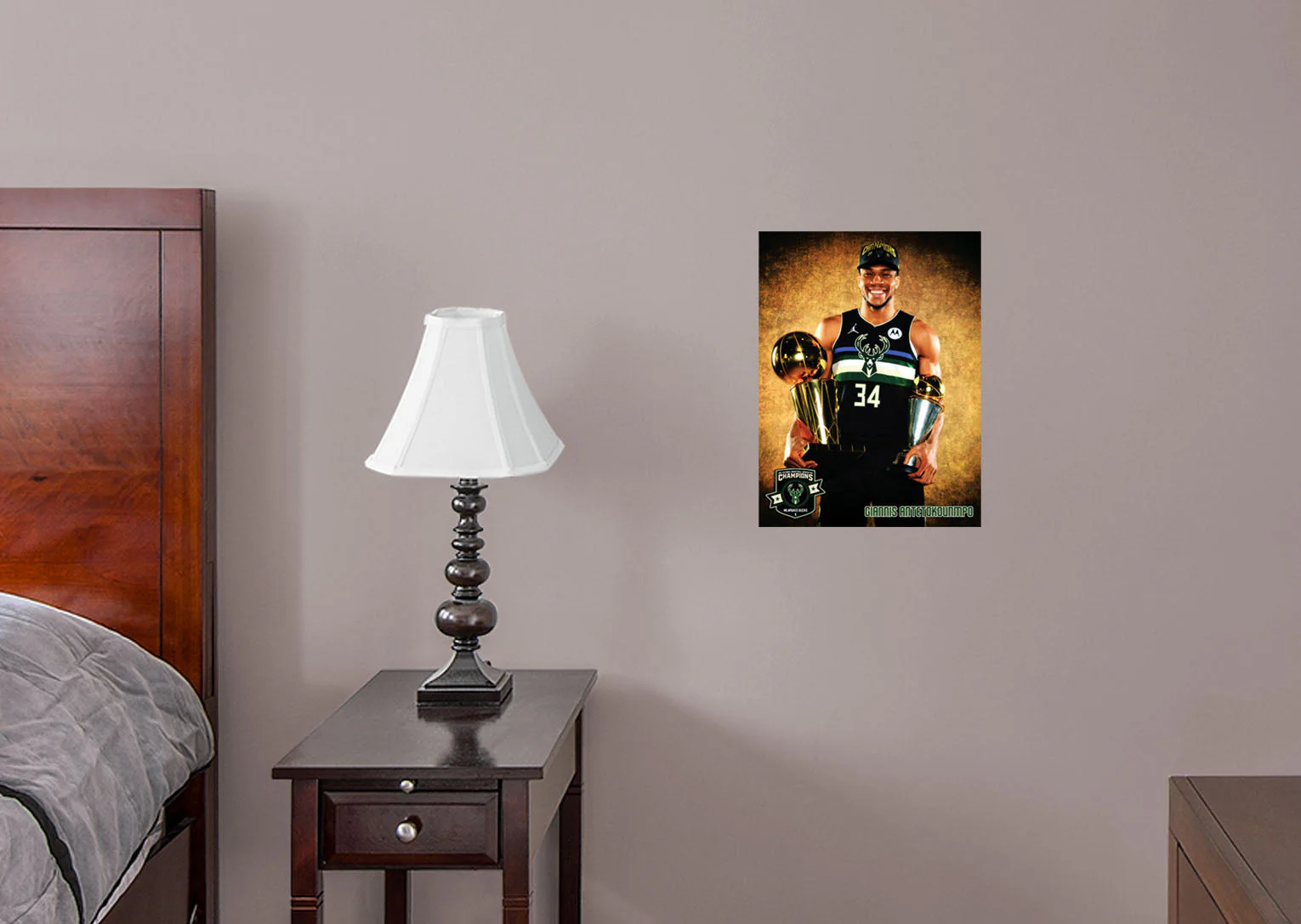 Giannis Antetokounmpo - 2021 Trophy Portrait - Peel & Stick Poster - Official NBA - Milwaukee Bucks - Reusable Vinyl Wall Decal - Image 6