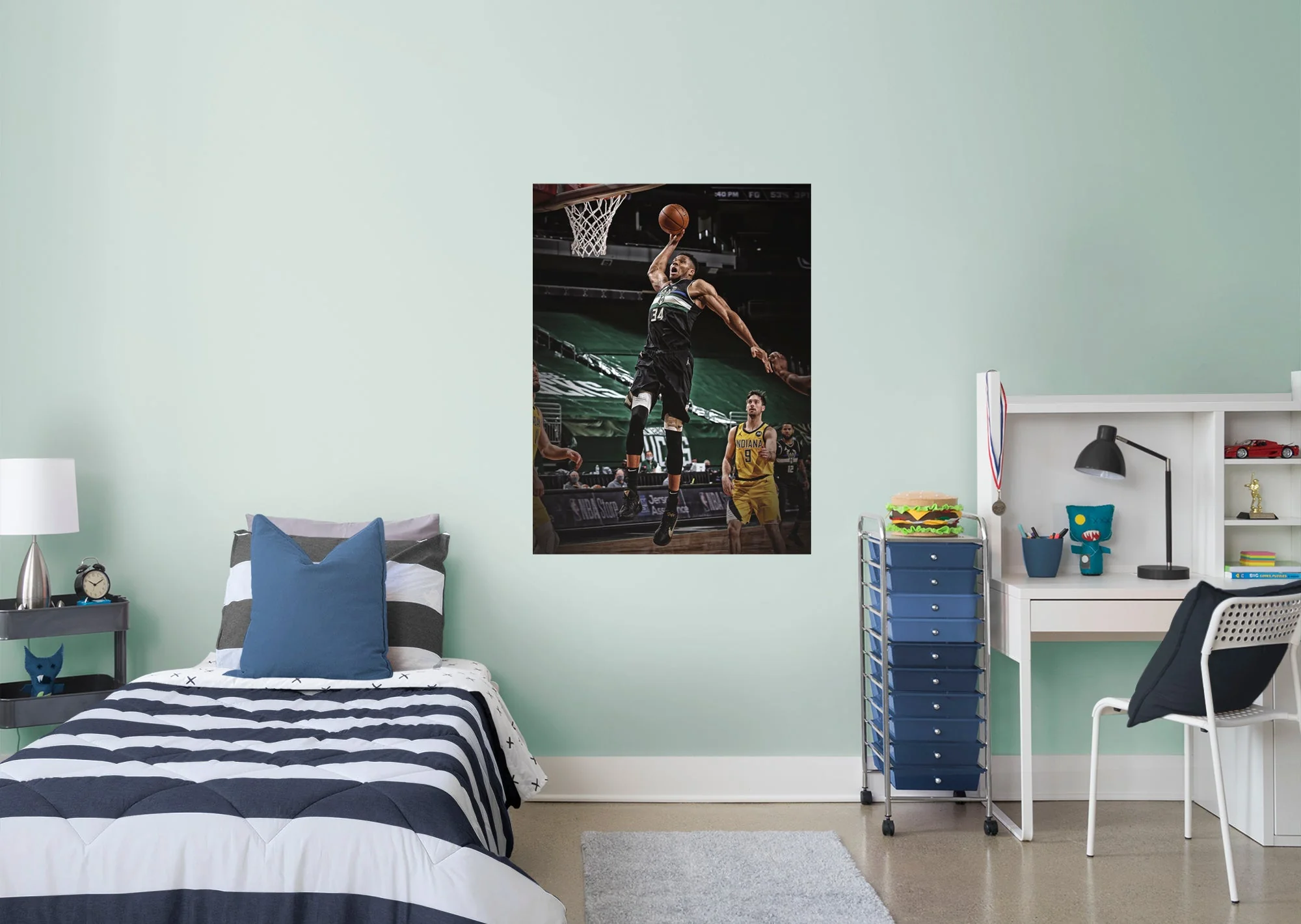 Giannis Antetokounmpo - Dunk Mural - Peel & Stick Poster - Official NBA - Milwaukee Bucks - Reusable Vinyl Wall Decal - Image 4