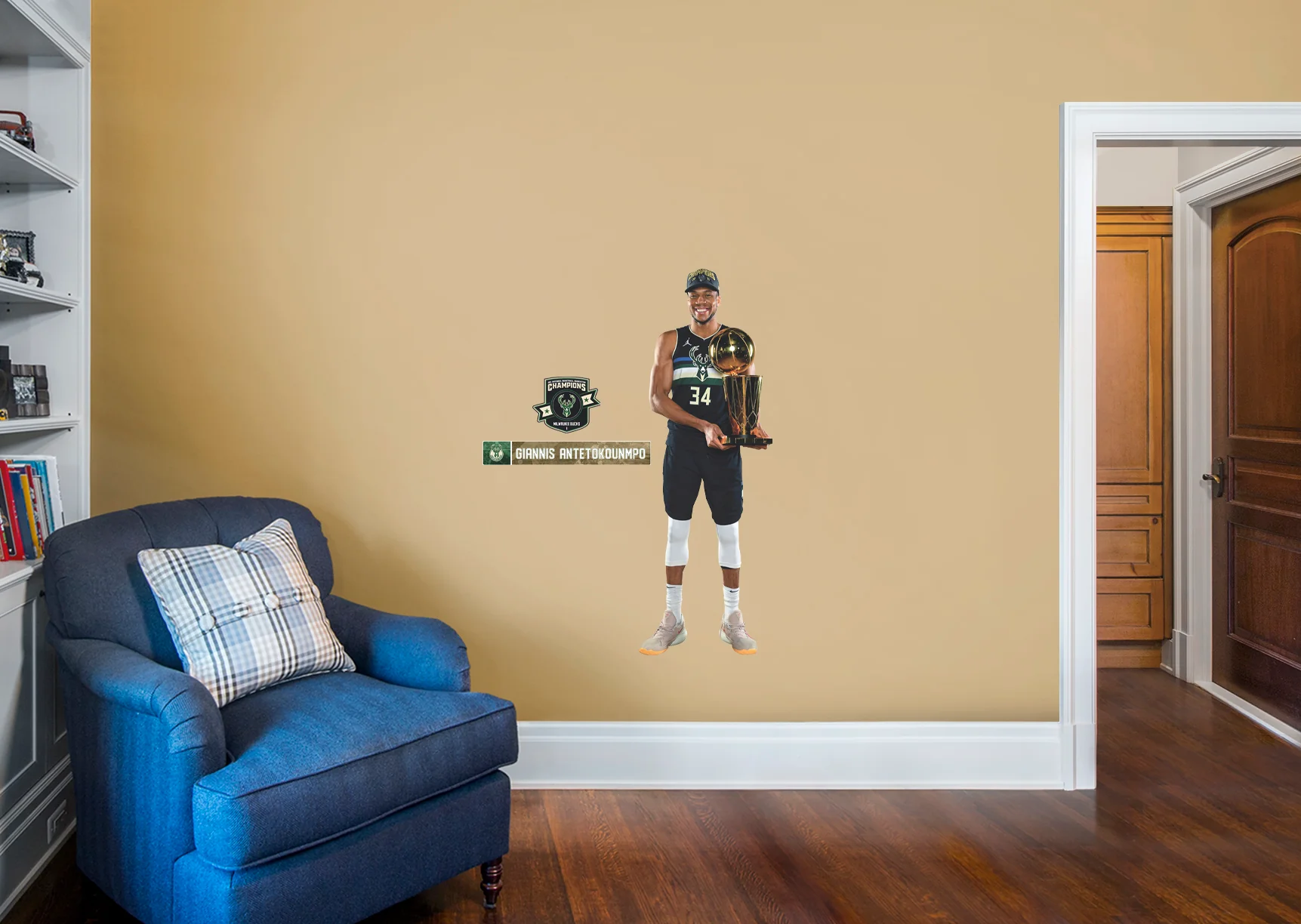 Giannis Antetokounmpo - RealBig 2021 Champion Collection - Official NBA - Milwaukee Bucks - Reusable Vinyl Wall Decals - Image 2