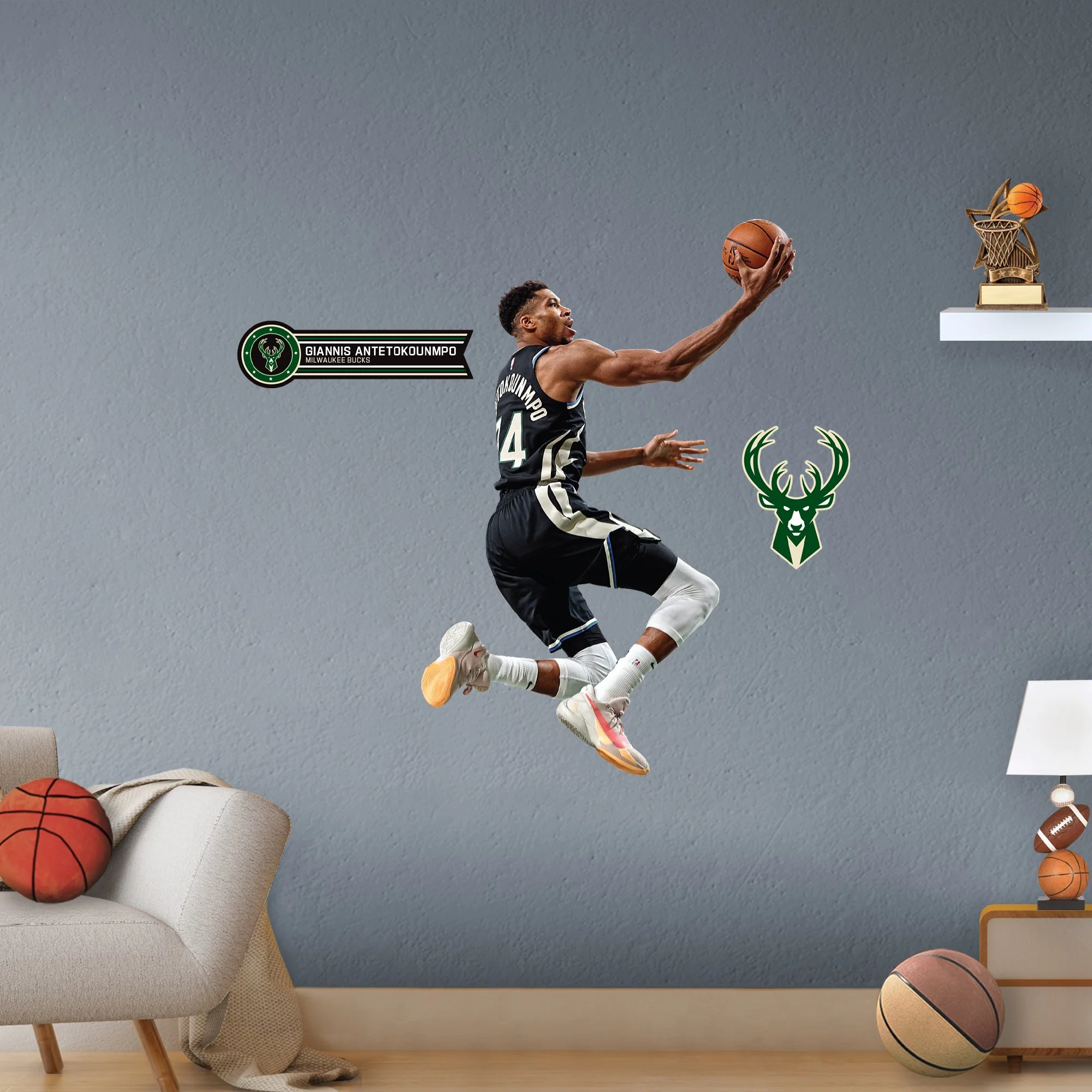 Giannis Antetokounmpo - RealBig Scoop Collection - Official NBA - Milwaukee Bucks - Reusable Vinyl Wall Decals - Image 6