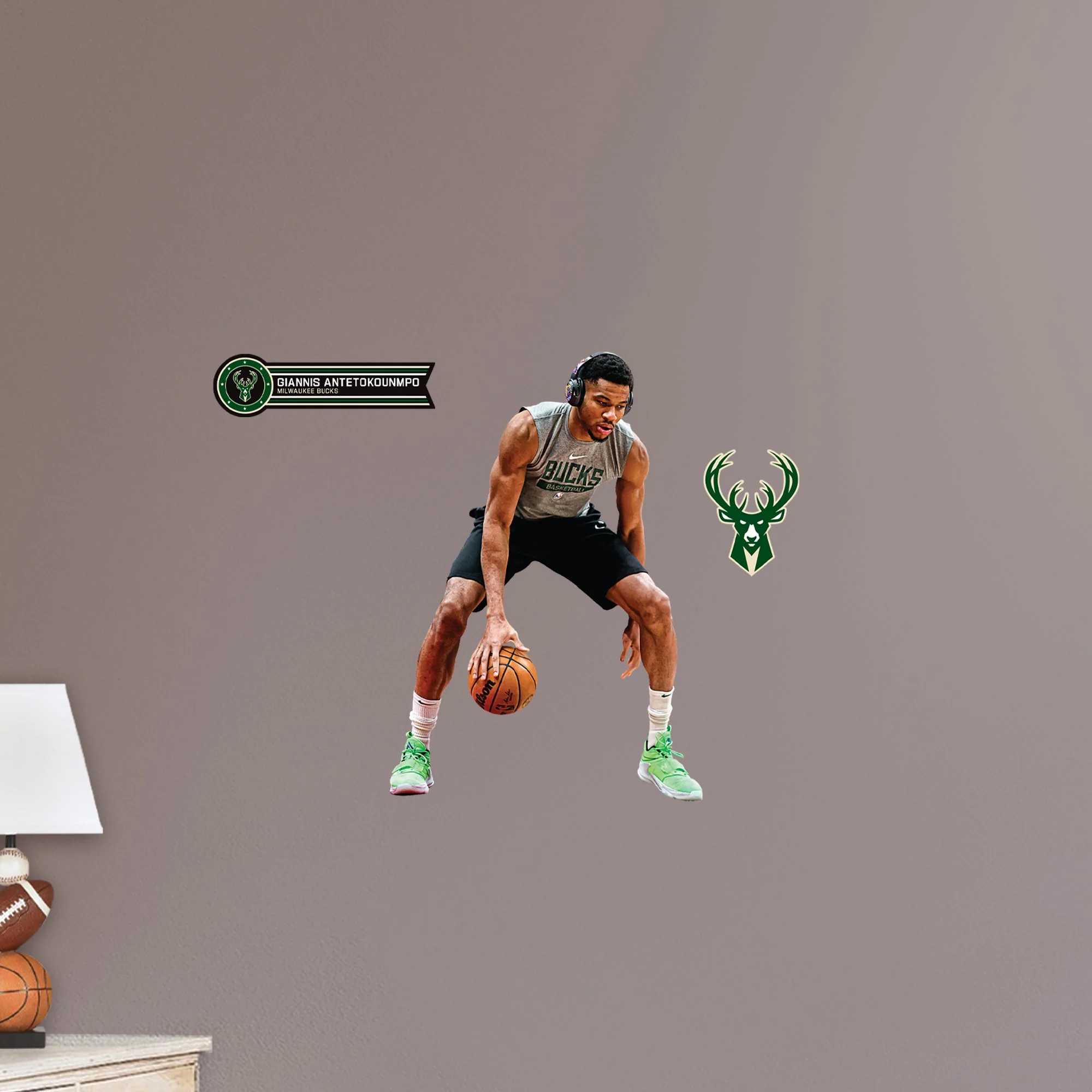 Giannis Antetokounmpo - RealBig Warmups Collection - Official NBA - Milwaukee Bucks - Reusable Vinyl Wall Decals - Image 7