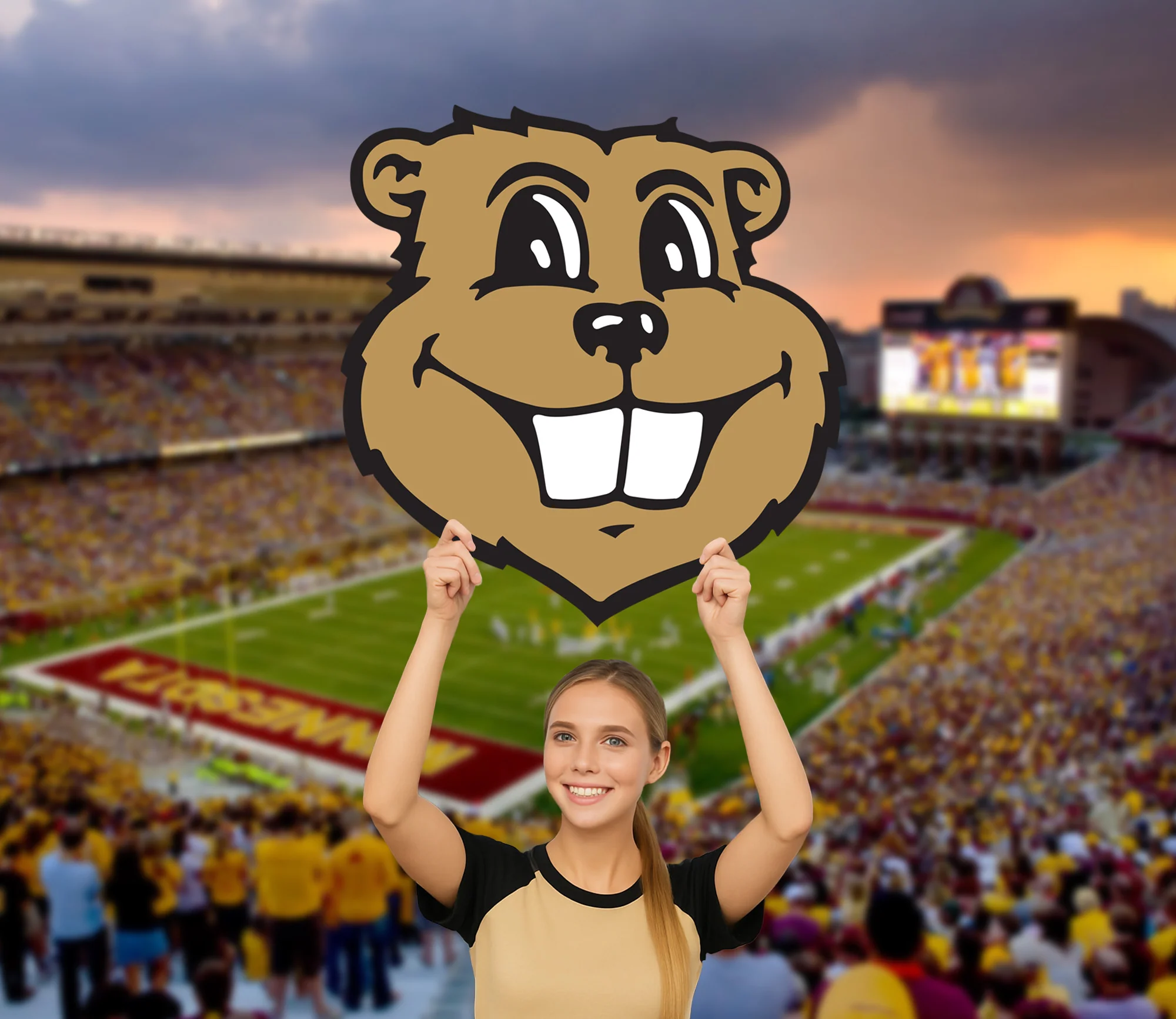 Goldy - Illustrated Mascot Big Head - Official NCAA - Minnesota Golden Gophers - Foam Core Cutout