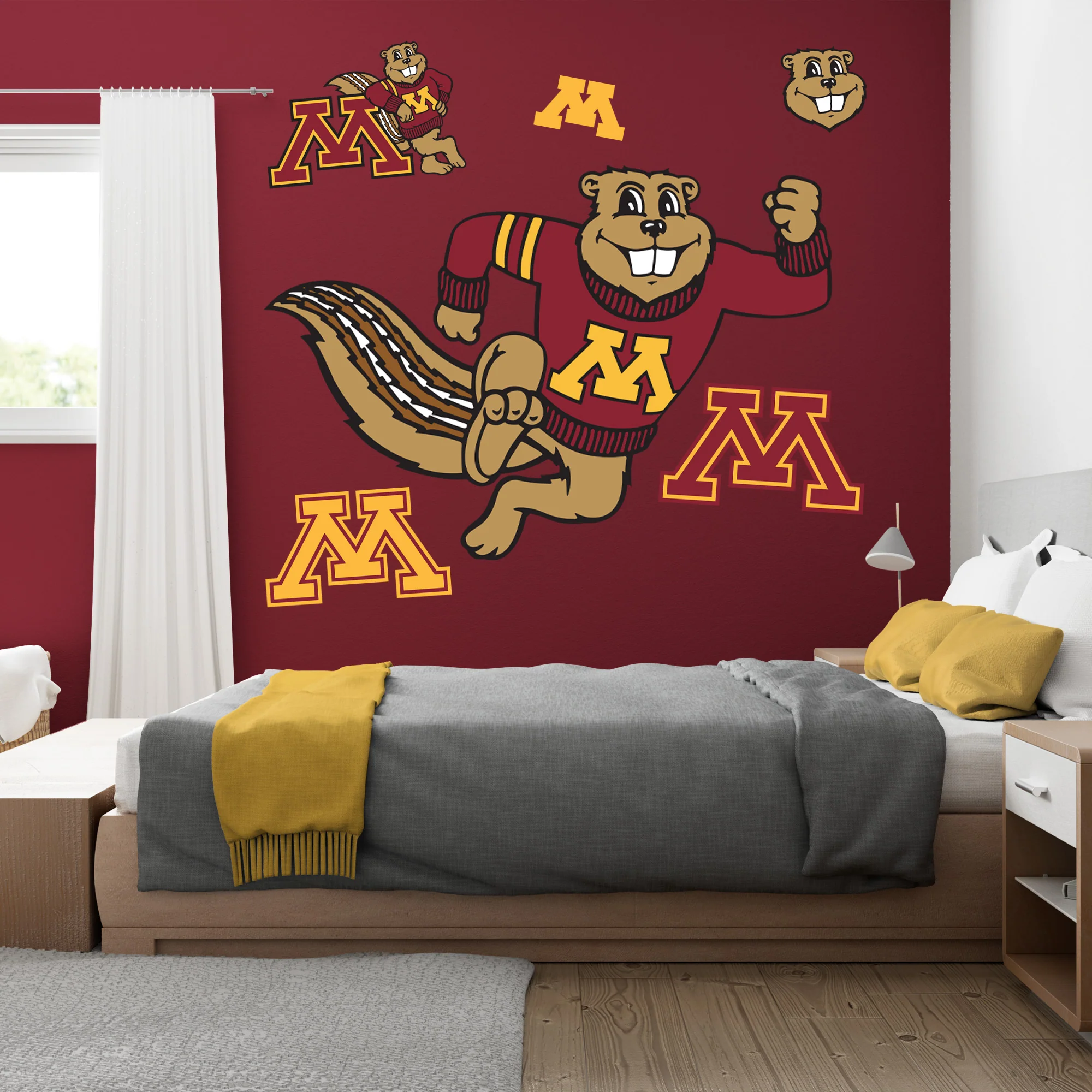 Goldy - RealBig Illustrated Mascot Collection - Official NCAA - Minnesota Golden Gophers - Reusable Vinyl Wall Decals - Image 3
