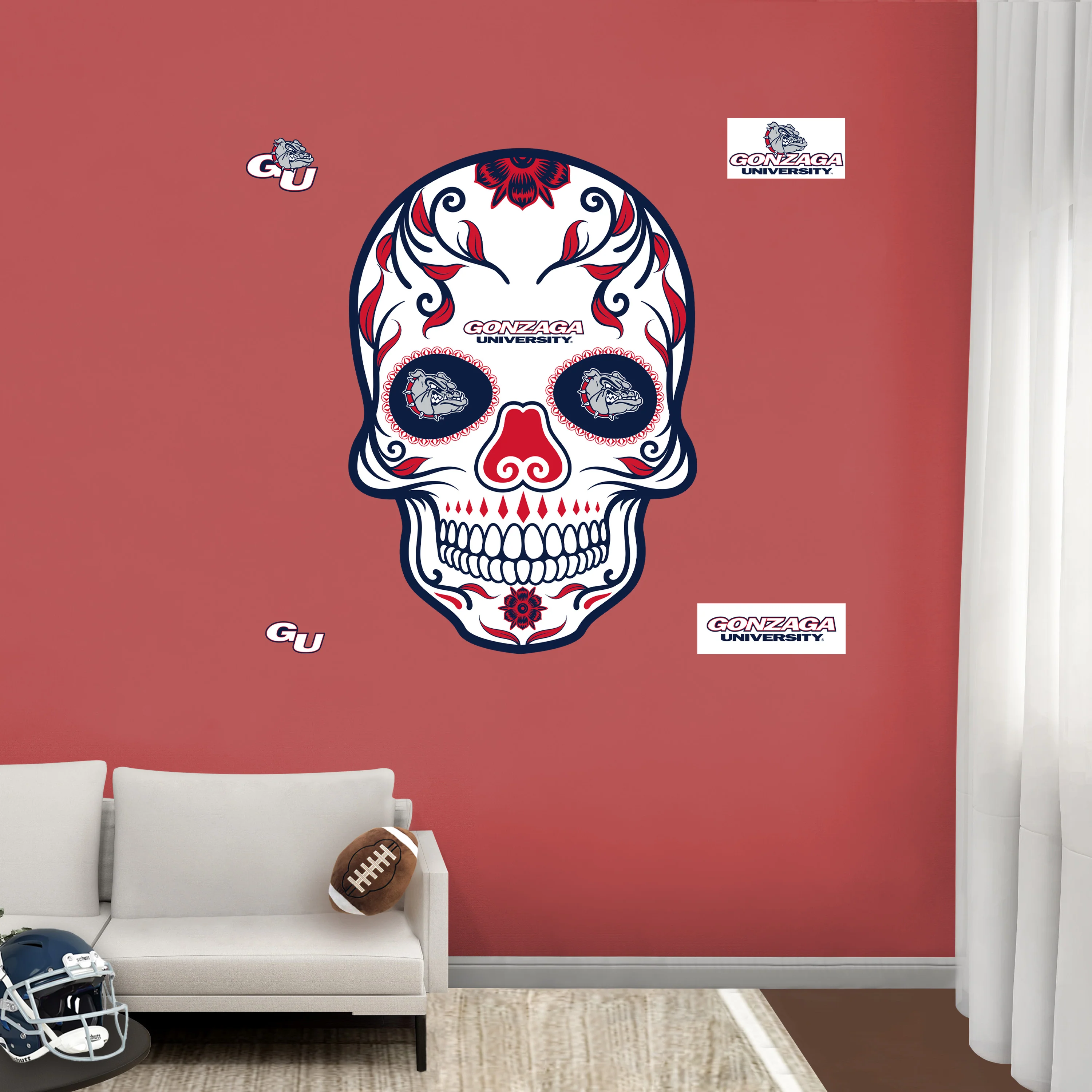 Gonzaga Bulldogs - RealBig Sugar Skull Collection - Official NCAA - Reusable Vinyl Wall Decals - Image 2