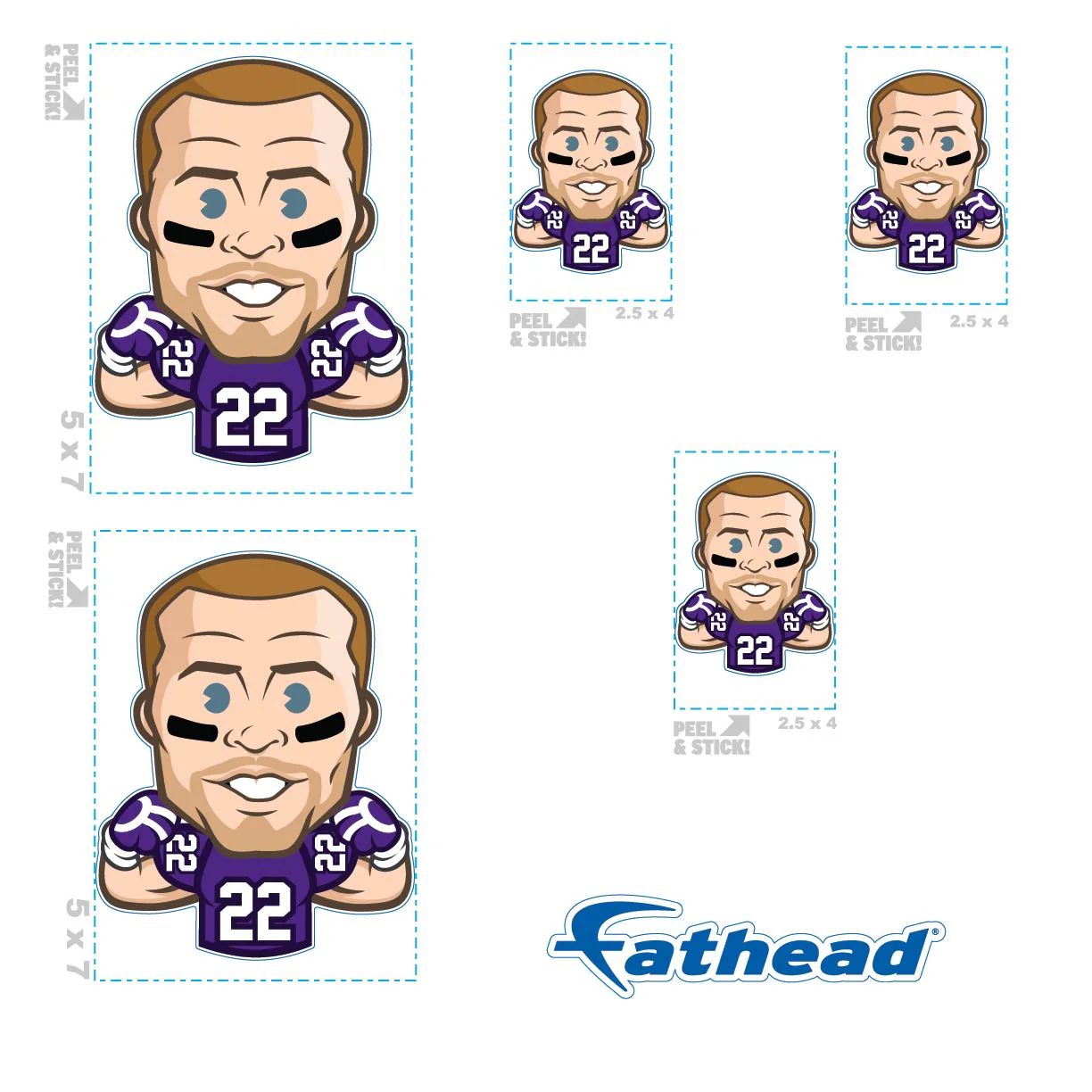 Harrison Smith - 5 Emoji Minis (Mixed Sizes) - Official NFLPA - Minnesota Vikings - Reusable Vinyl Decals - Image 4