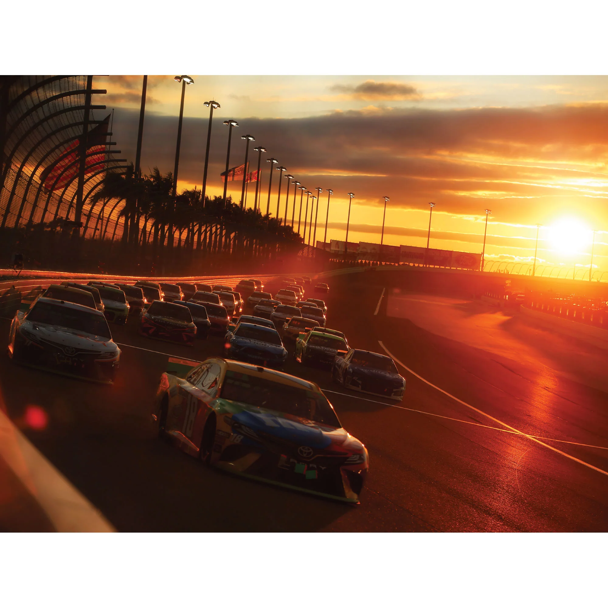 Homestead-Miami Speedway - Sunset Mural - Peel & Stick Poster - Official NASCAR - Reusable Vinyl Wall Decal