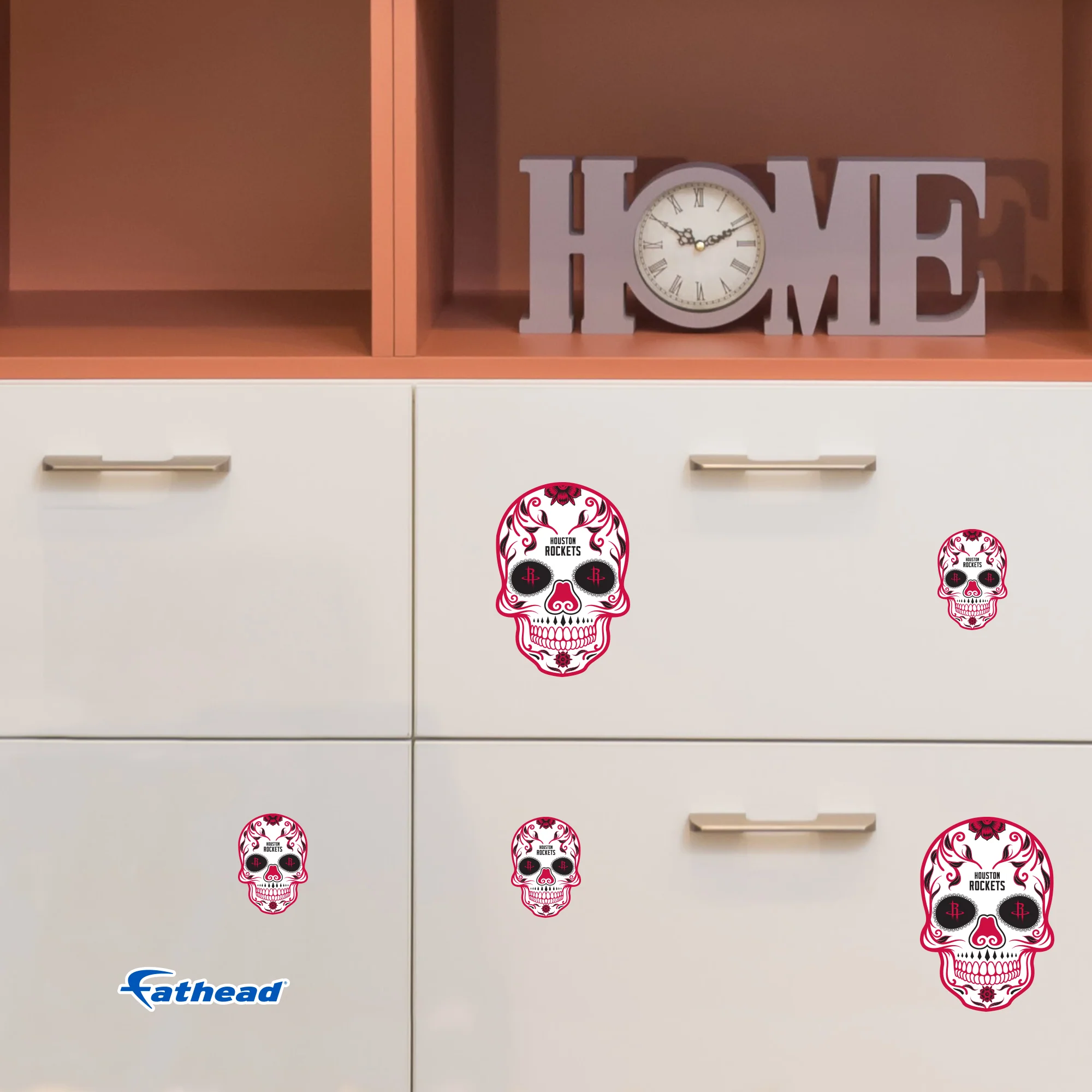Houston Rockets - 5 Sugar Skull Logo Minis (Mixed Sizes) - Official NBA - Reusable Vinyl Decals - Image 2