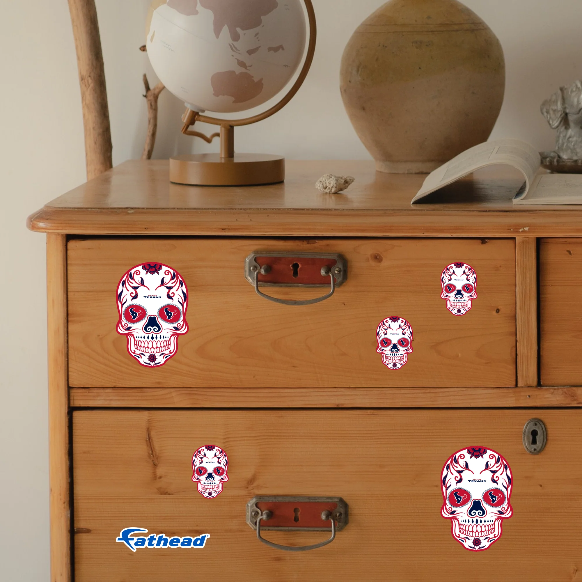 Houston Texans - 5 Skull Minis (Mixed Sizes) - Official NFL - Reusable Vinyl Decals - Image 2