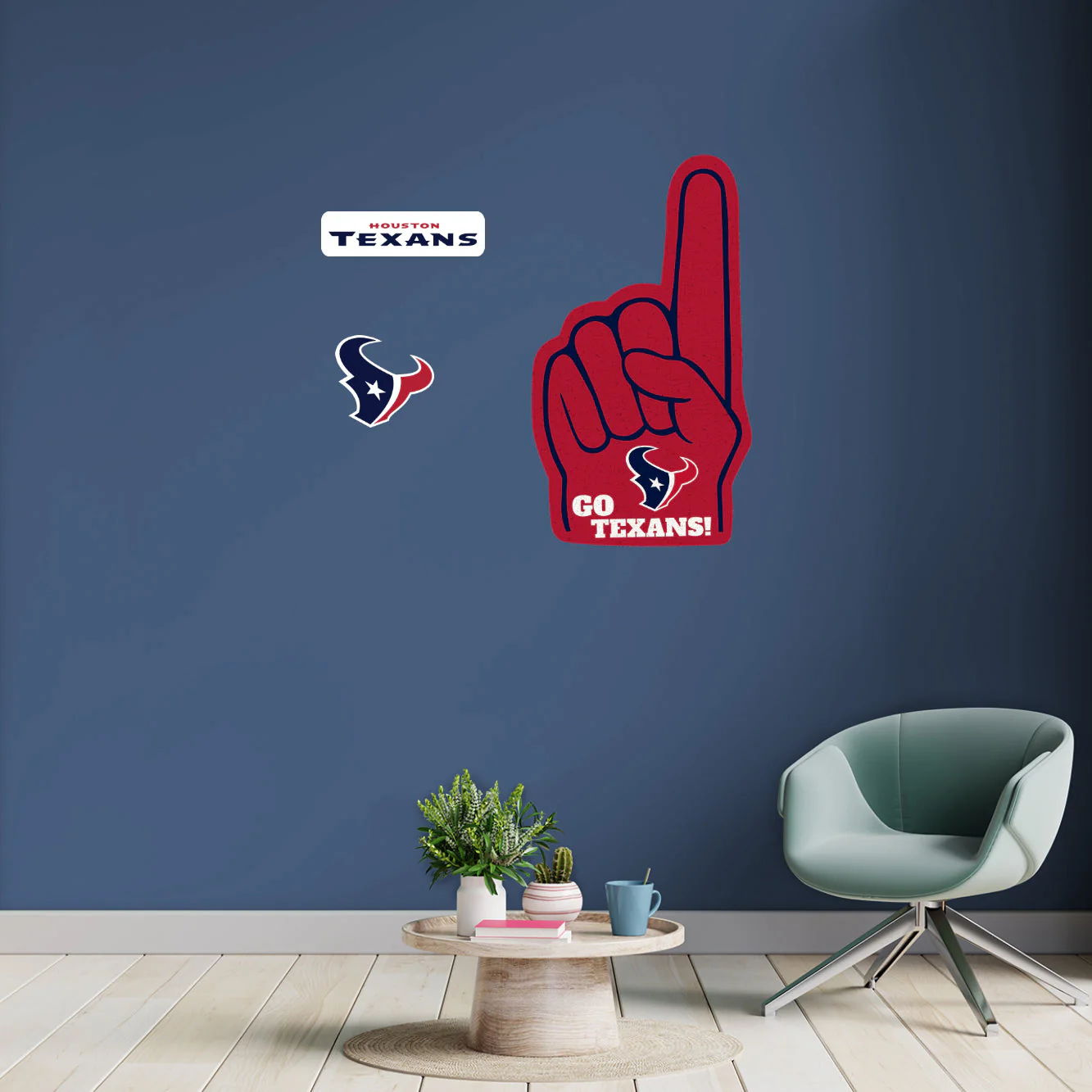 Houston Texans - RealBig Foam Finger Collection - Official NFL - Reusable Vinyl Wall Decals - Image 5