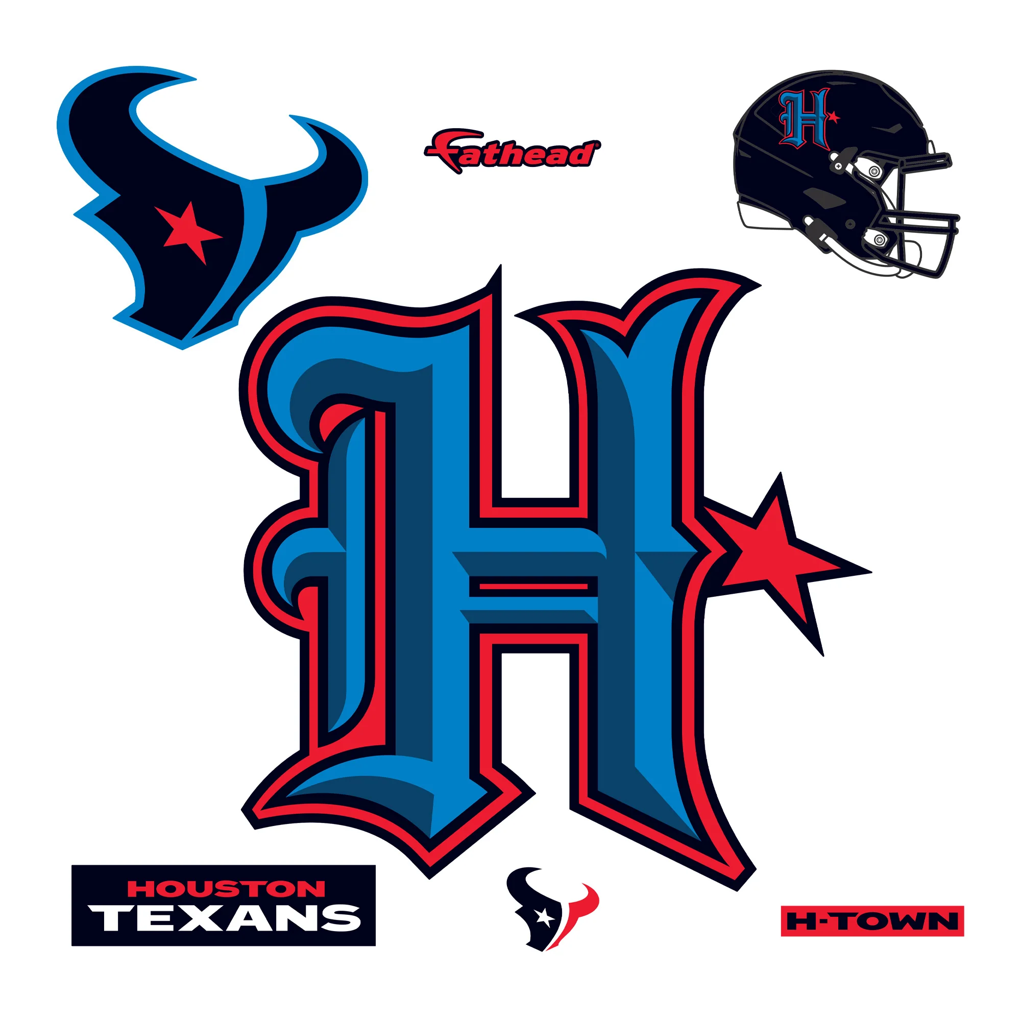 Houston Texans - RealBig H-Town Logo Collection - Official NFL - Reusable Vinyl Wall Decals - Image 2