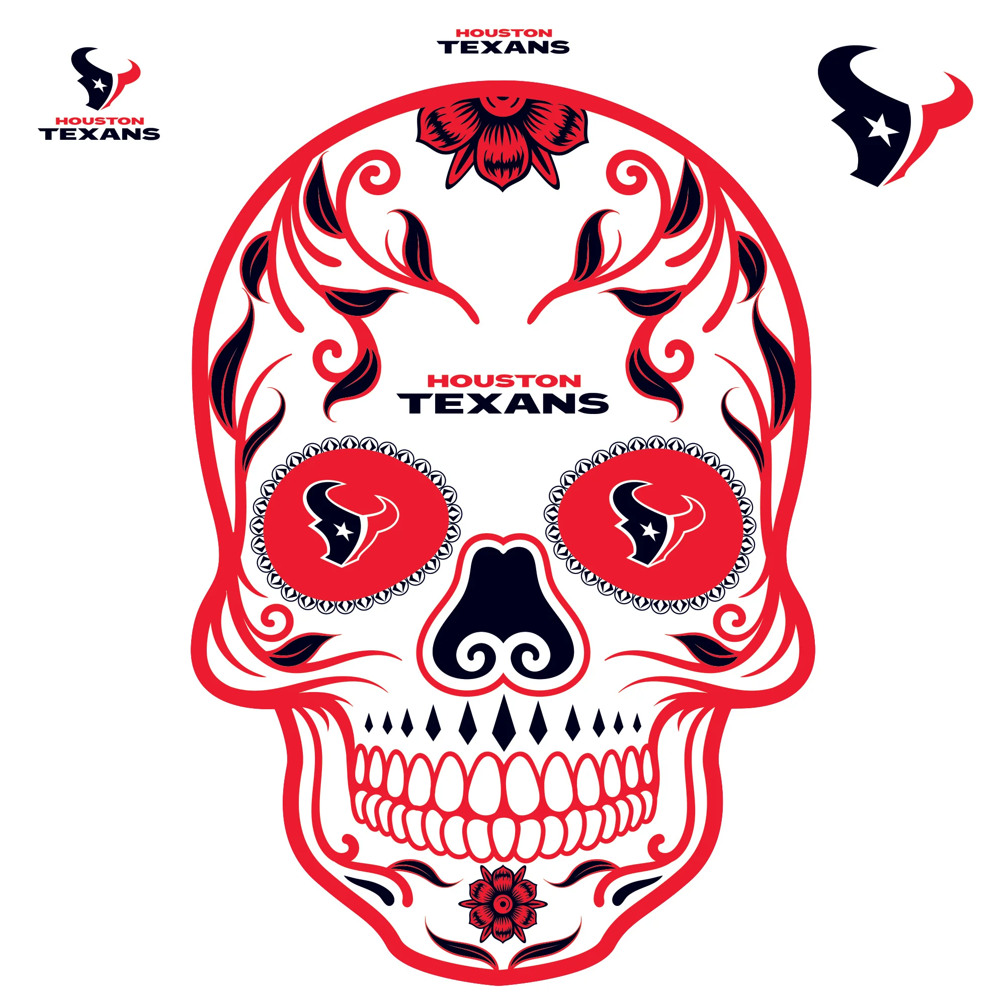 Houston Texans - RealBig Skull Collection - Official NFL - Reusable Vinyl Wall Decals - Image 2
