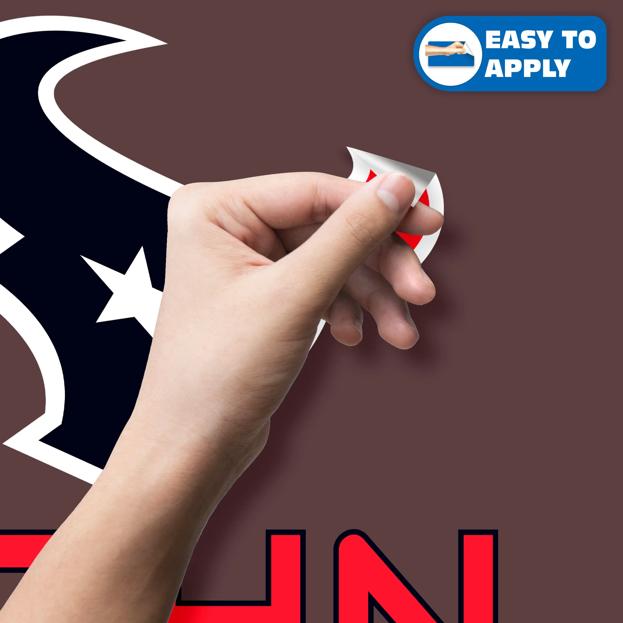 Houston Texans - Stacked Logo - With Personalized Name - Red Text - Official NFL - Reusable Vinyl Transfer Decal - Image 4