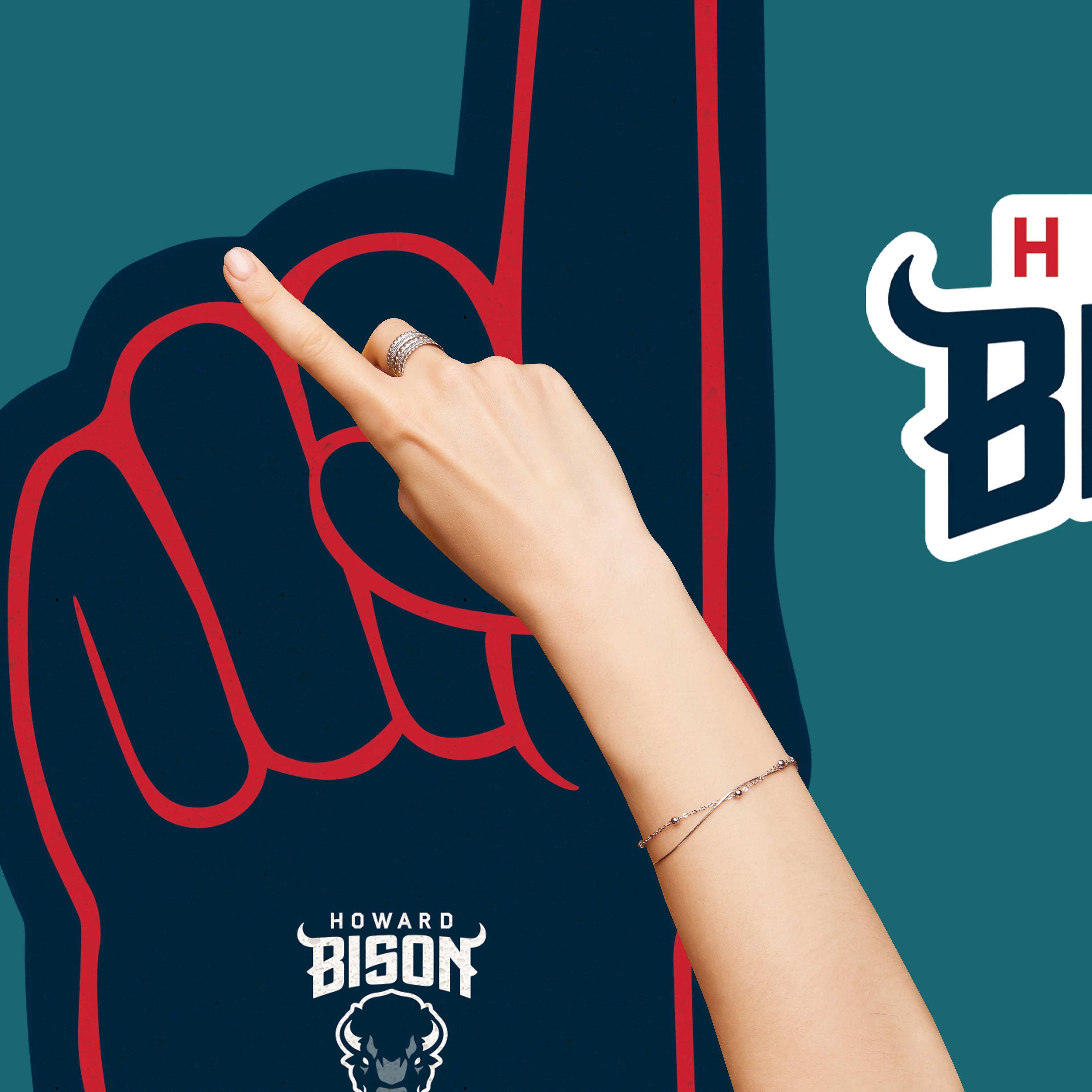 Howard Bison - RealBig Foam Finger Collection - Official NCAA - Reusable Vinyl Wall Decals - Image 5