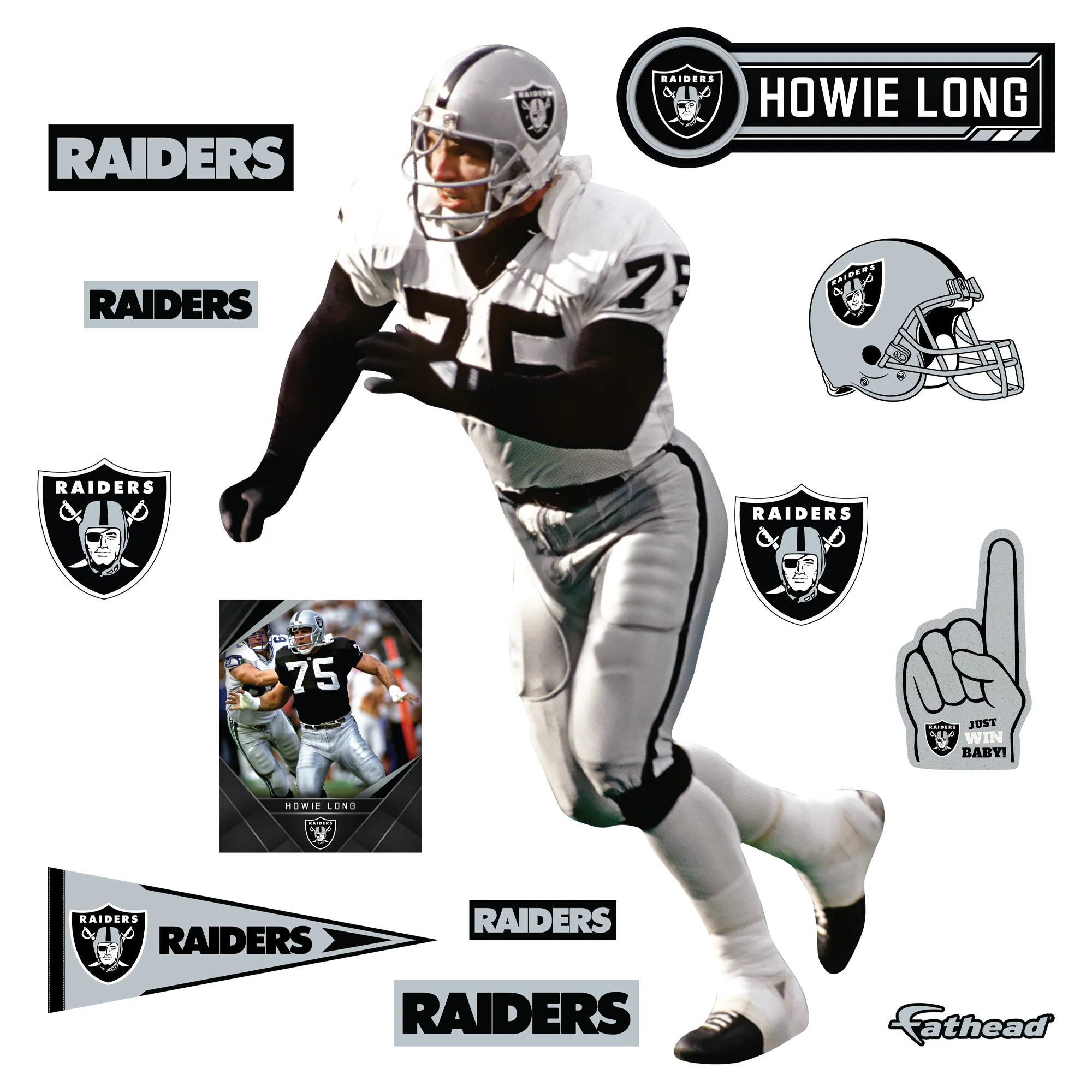 Howie Long - RealBig Legend Collection - Official NFL - Los Angeles Raiders - Reusable Vinyl Wall Decals - Image 2