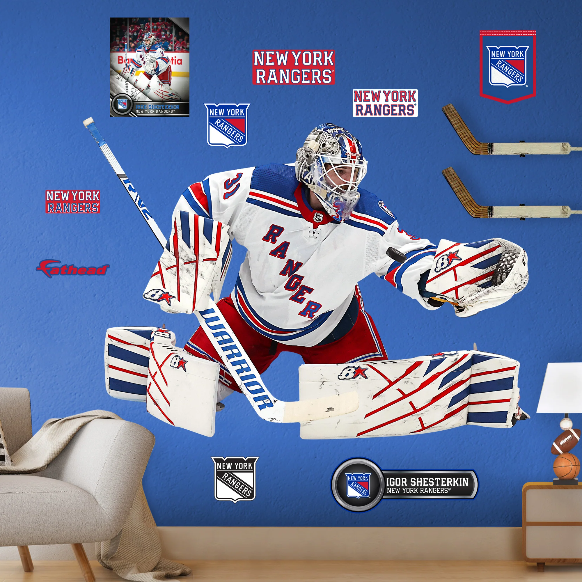 Igor Shesterkin - RealBig Collection - Official NHL - New York Rangers - Reusable Vinyl Wall Decals #2