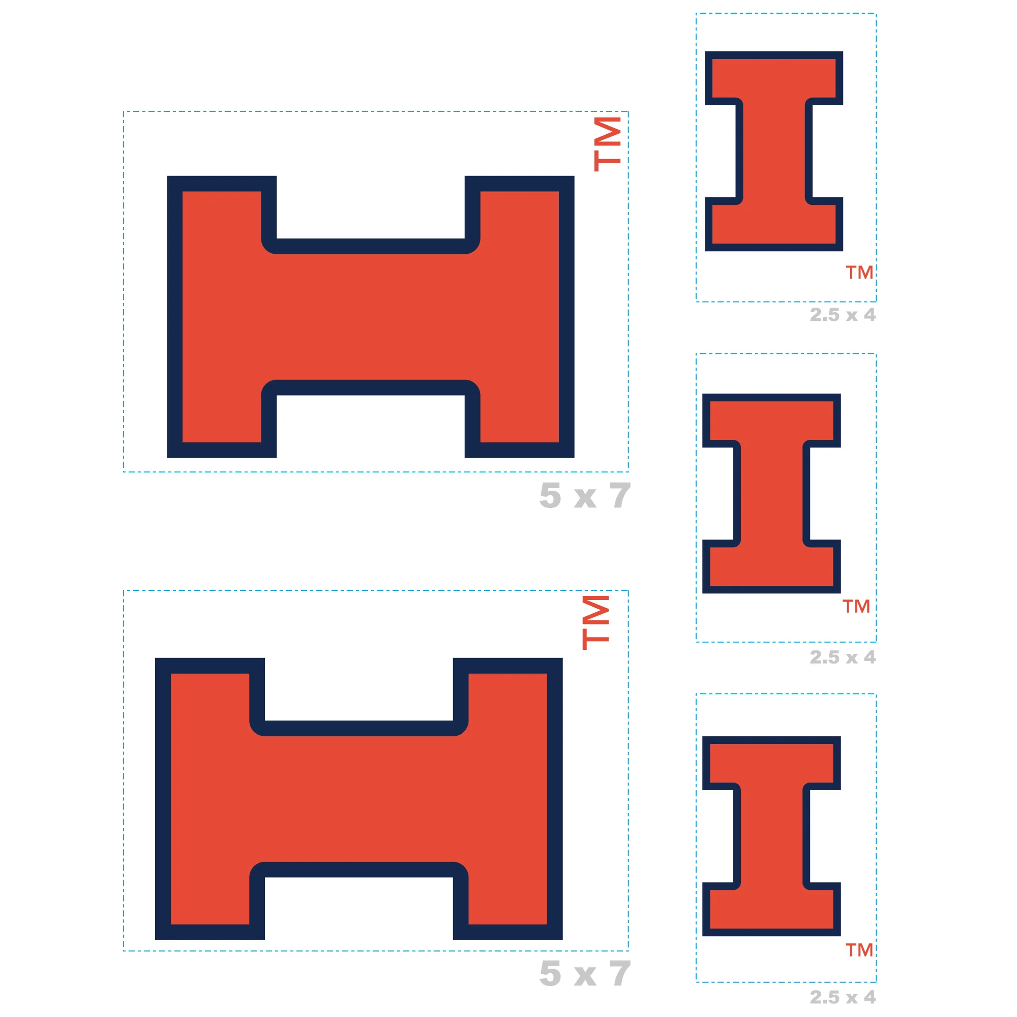Illinois Fighting Illini - 5 Logo Minis (Mixed Sizes) - Official NCAA - Reusable Vinyl Decals - Image 3
