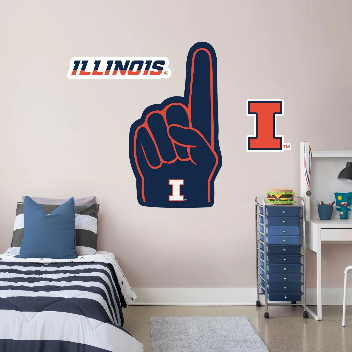 Illinois Fighting Illini - RealBig Foam Finger Collection - Official NCAA - Reusable Vinyl Wall Decals - Image 9