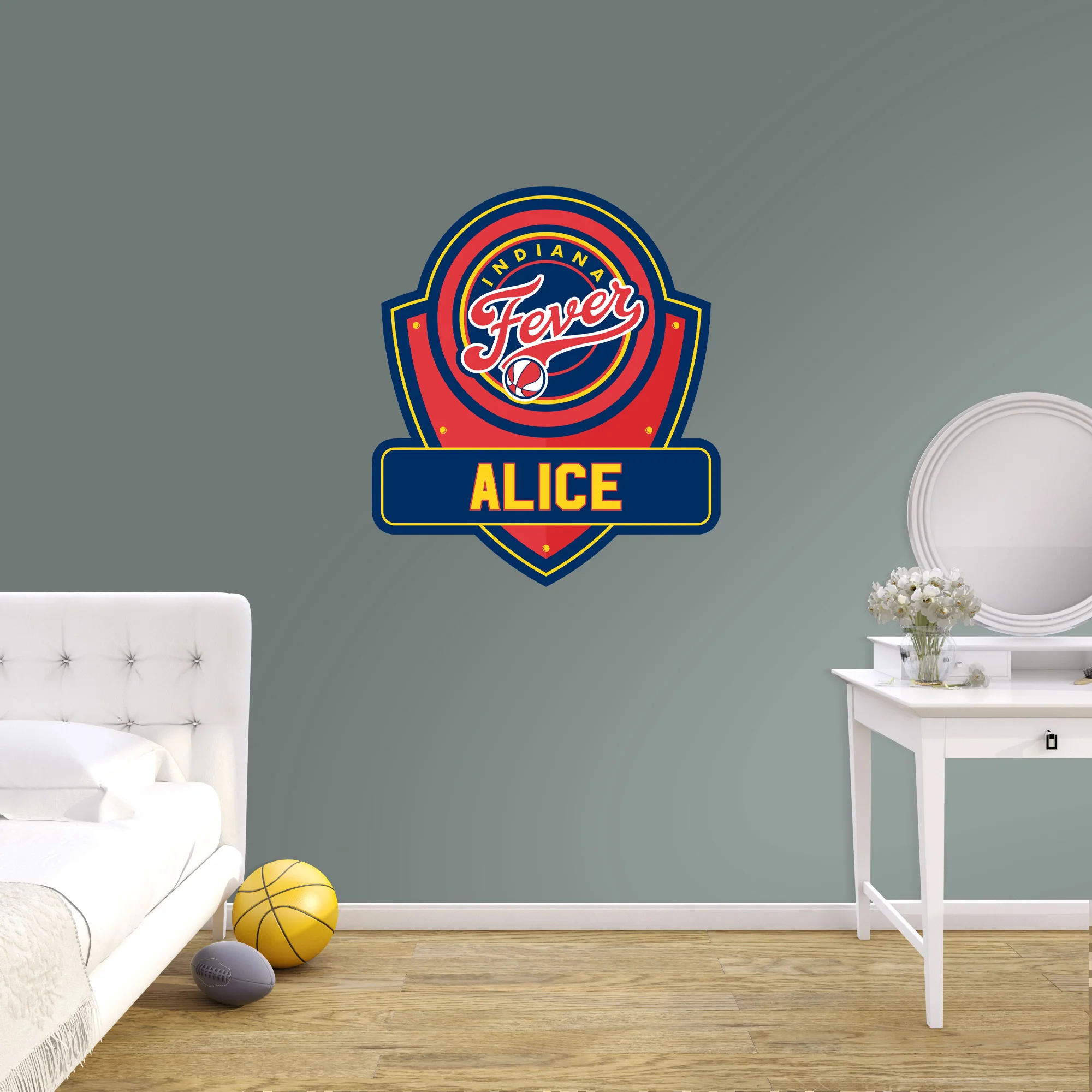 Indiana Fever - Badge - With Personalized Name - Official WNBA - Vinyl Transfer Decal - Image 2