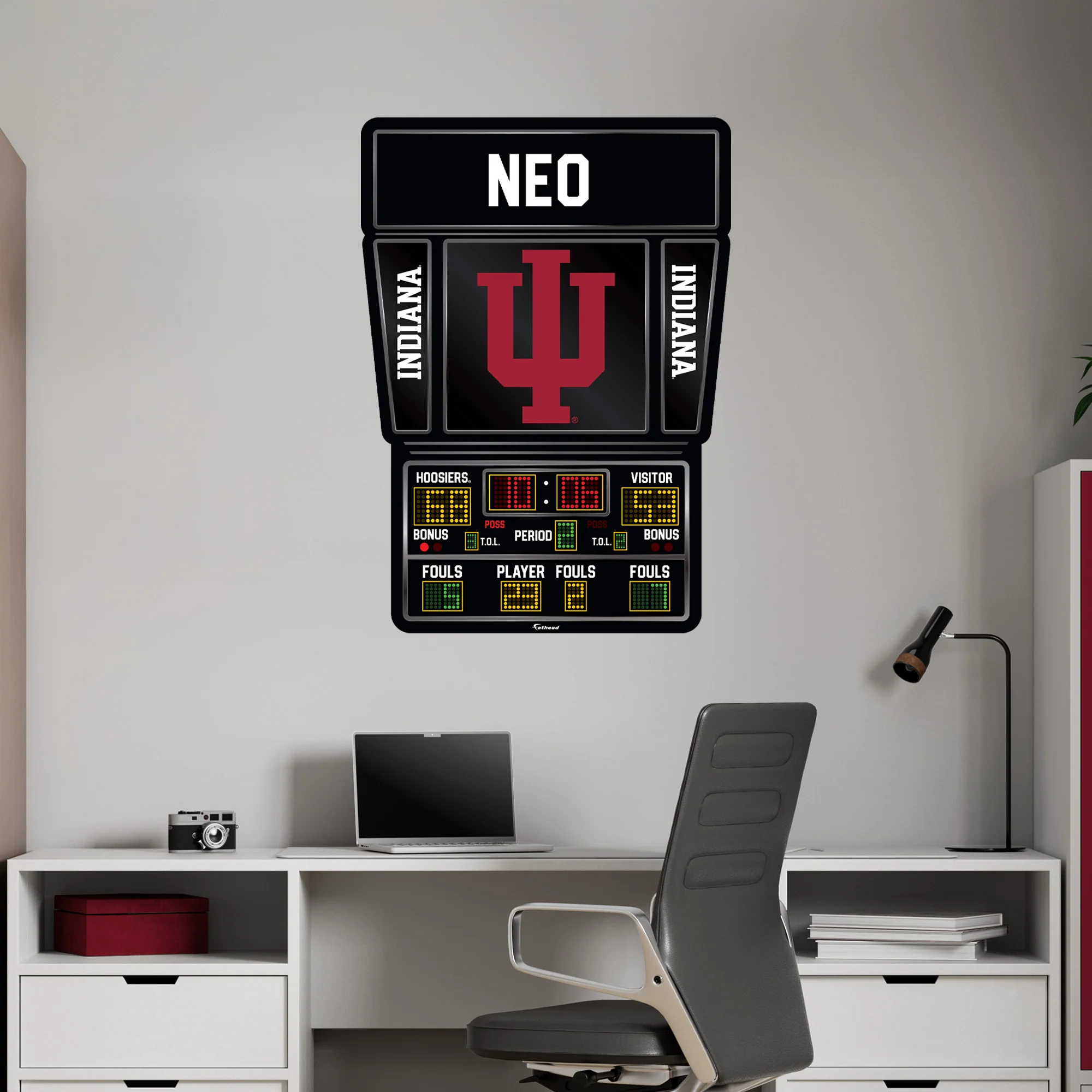 Indiana Hoosiers - Basketball Scoreboard Graphic - With Personalized Name - Official NCAA - Reusable Vinyl Wall Decal