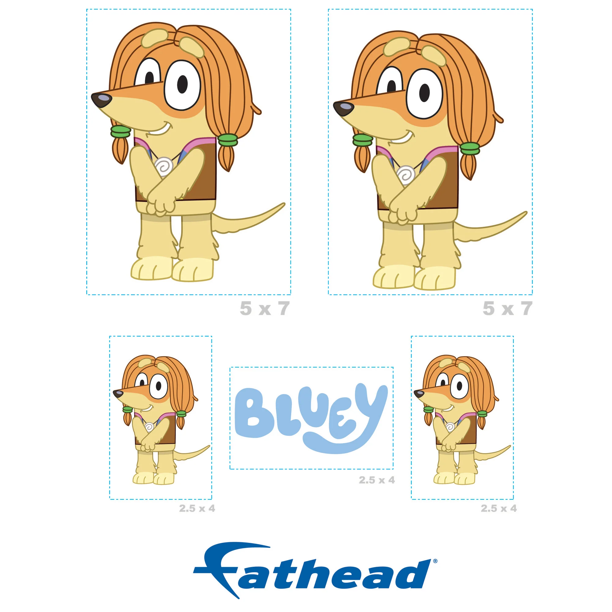 Indy - 5 Minis (Mixed Sizes) - Official BBC - Bluey - Reusable Vinyl Decals - Image 4