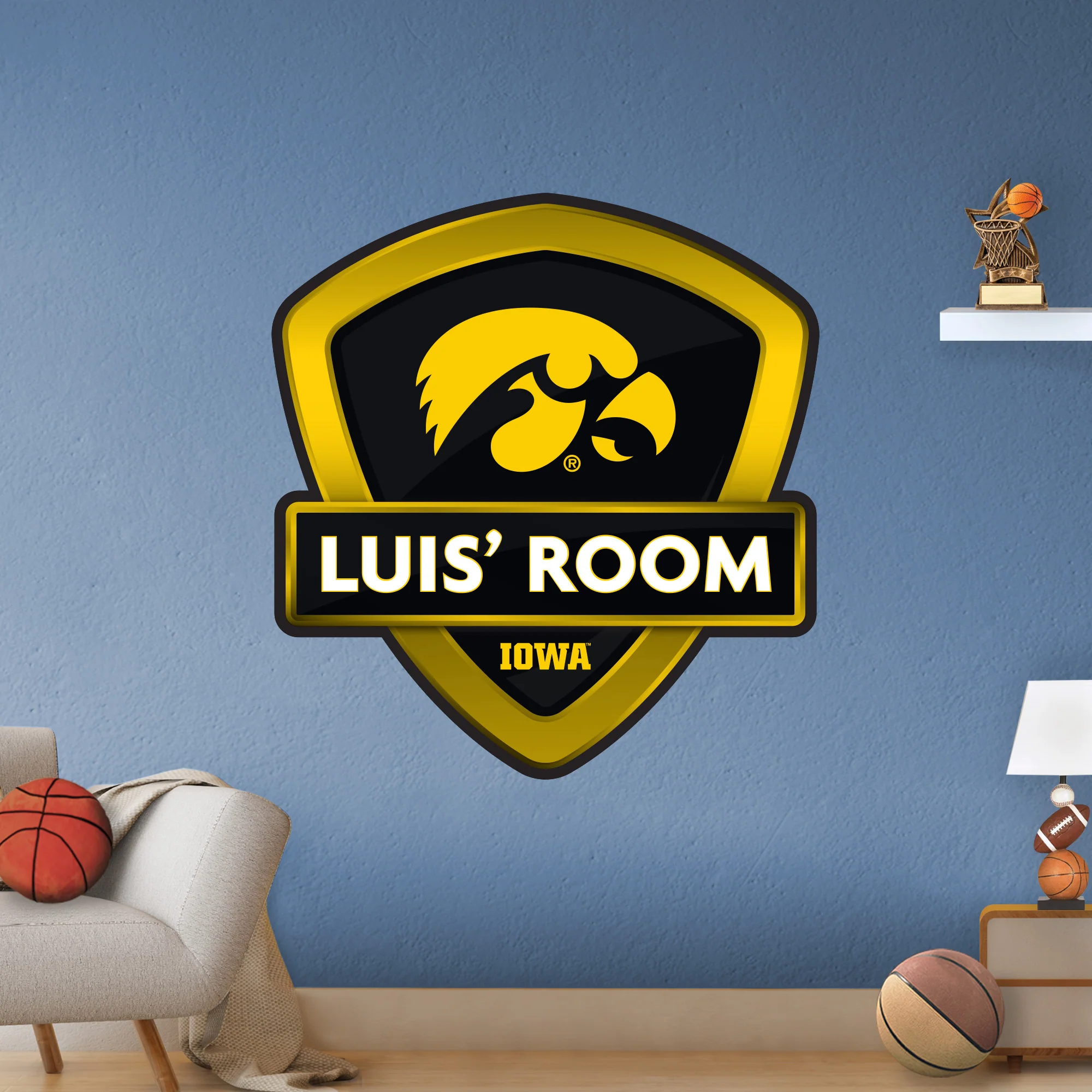 Iowa Hawkeyes - Badge - With Personalized Name - Official NCAA - Vinyl Transfer Decal - Image 2
