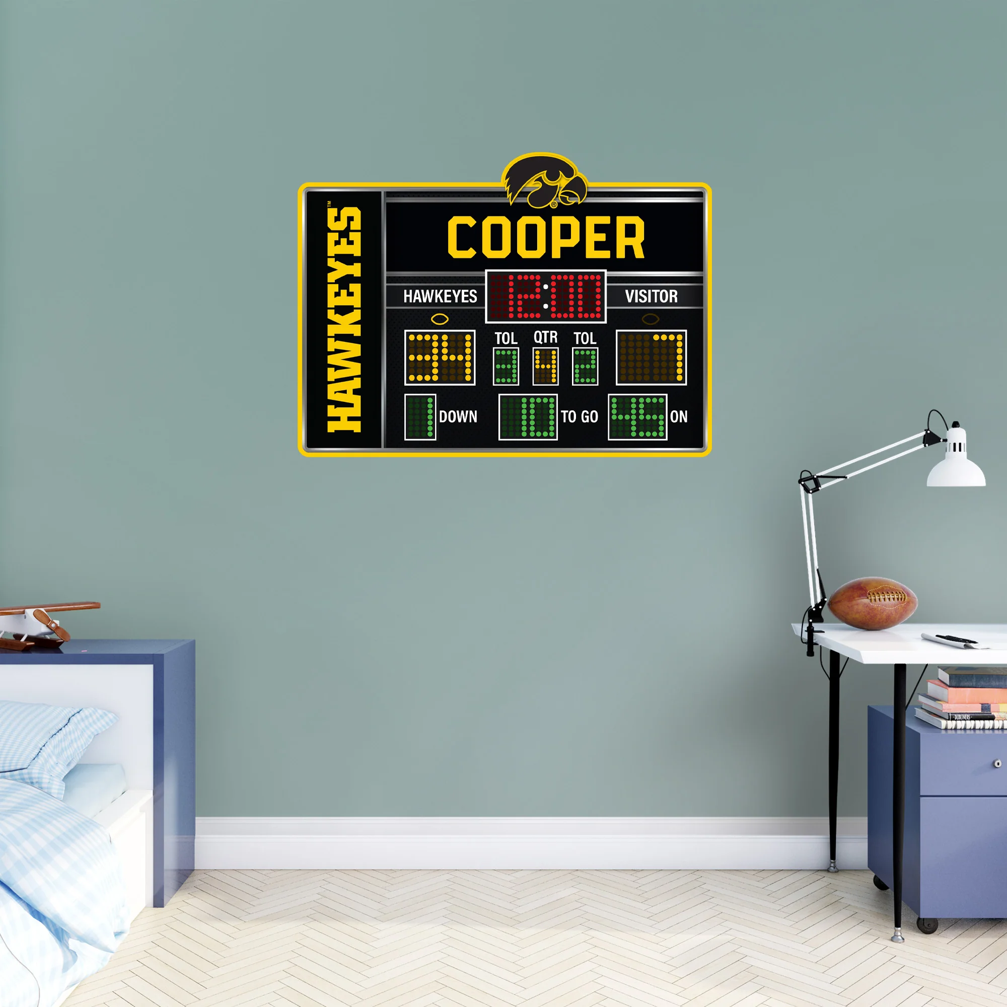Iowa Hawkeyes - Football Scoreboard Graphic - With Personalized Name - Official NCAA - Vinyl Transfer Decal - Image 2