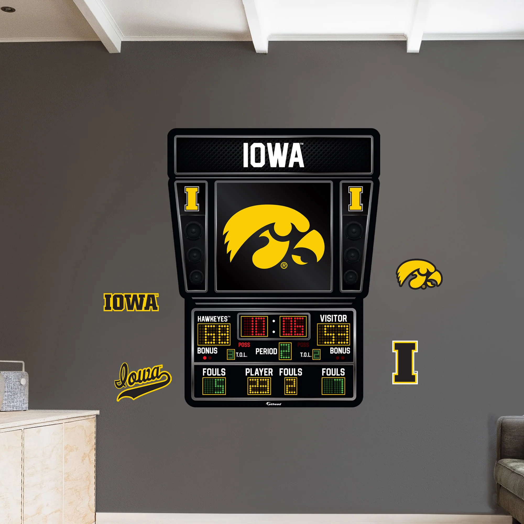 Iowa Hawkeyes - RealBig Basketball Scoreboard Collection - Official NCAA - Iowa Hawkeyes - Reusable Vinyl Wall Decals - Image 3
