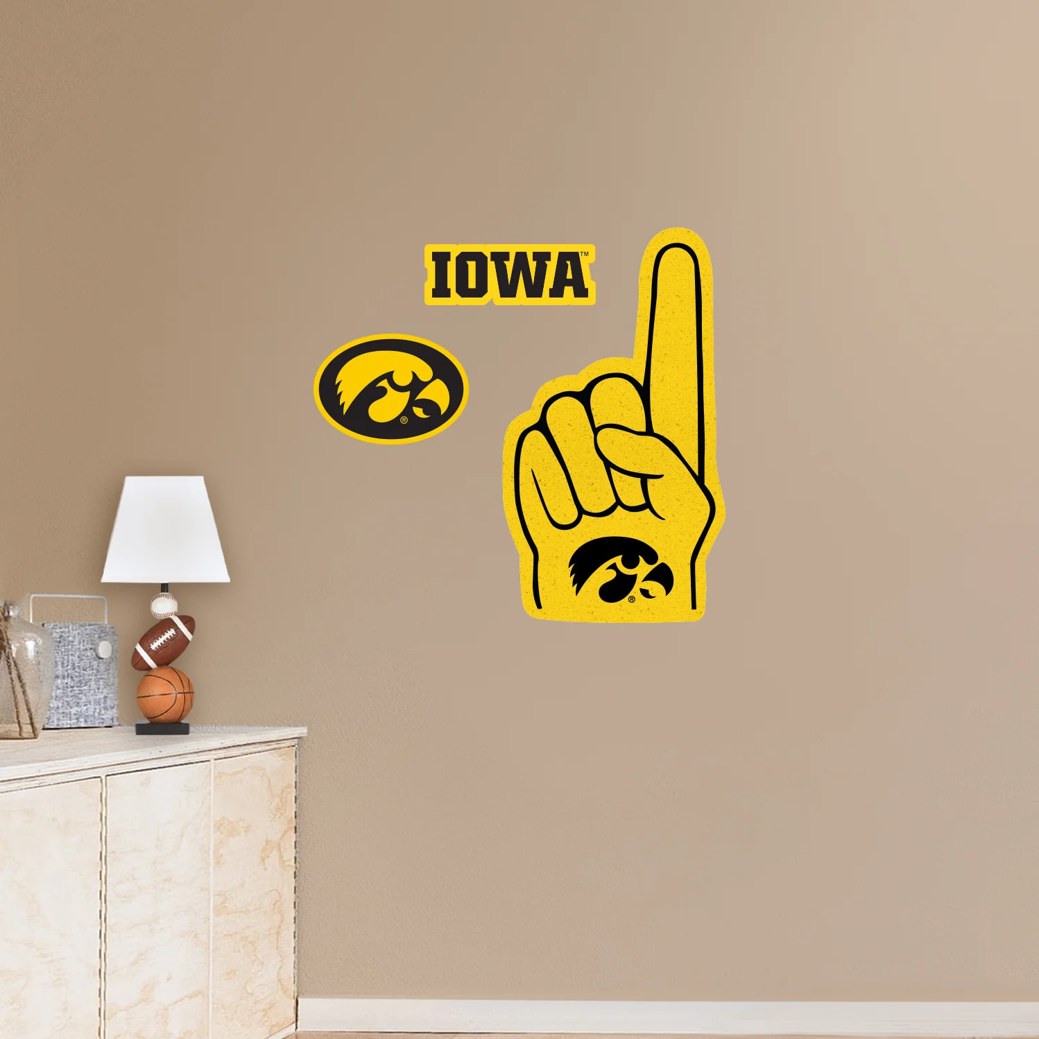 Iowa Hawkeyes - RealBig Foam Finger Collection - Official NCAA - Iowa Hawkeyes - Reusable Vinyl Wall Decals - Image 7