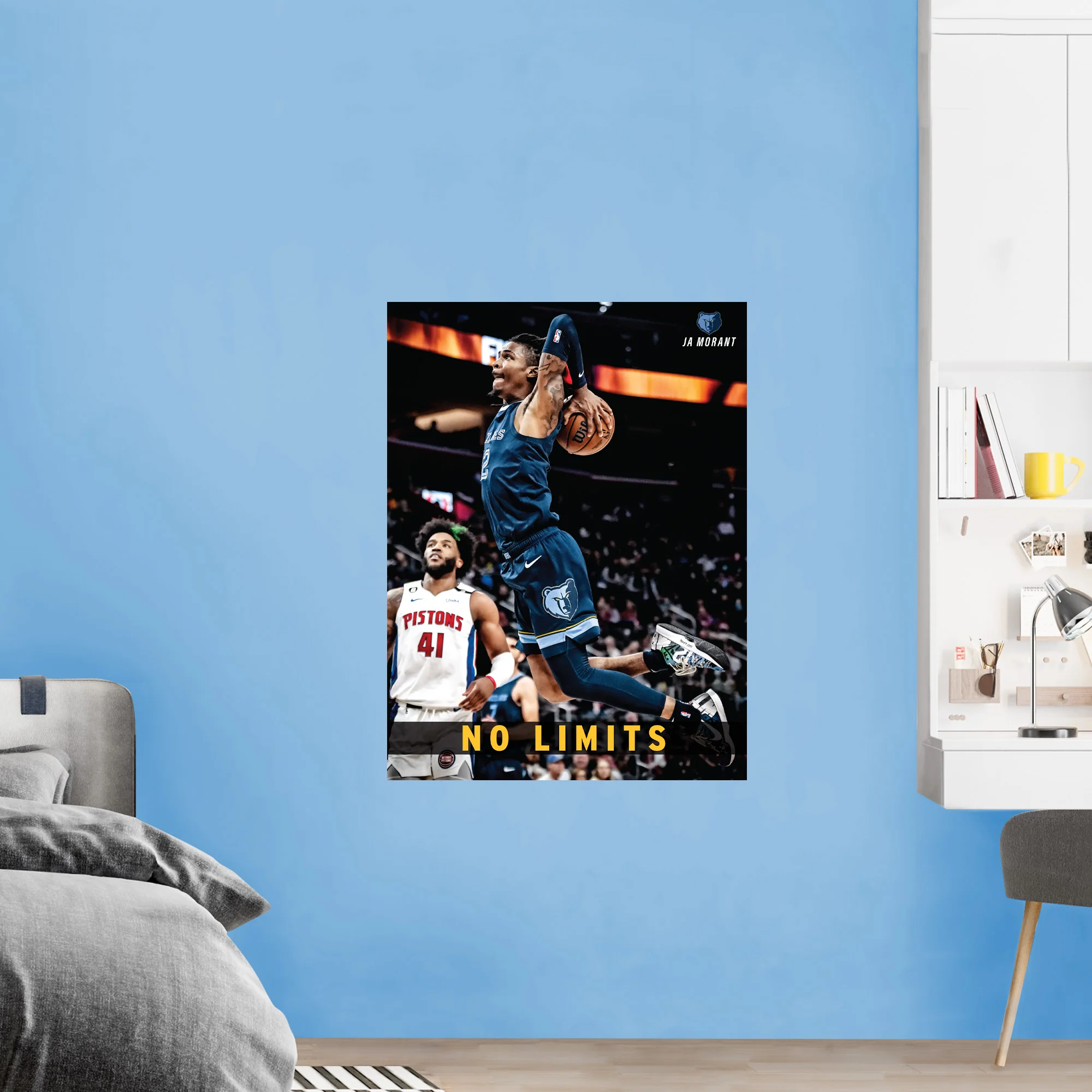 Ja Morant - Dunk - Motivational - Peel & Stick Poster - Official NBA - Memphis Grizzlies - Reusable Vinyl Wall Decal - Image 3