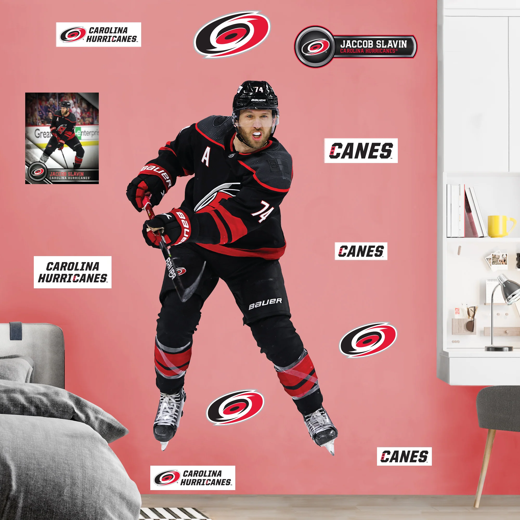 Jaccob Slavin - RealBig Collection - Official NHL - Carolina Hurricanes - Reusable Vinyl Wall Decals - Image 2