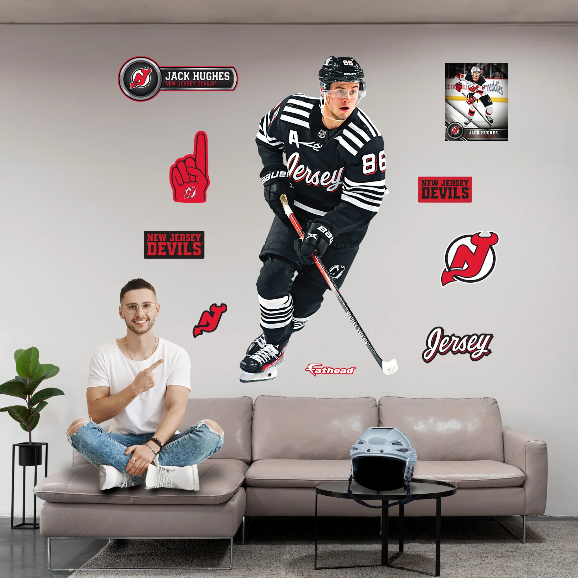 Jack Hughes - RealBig Alternate Collection - Official NHL - New Jersey Devils - Reusable Vinyl Wall Decals - Image 3