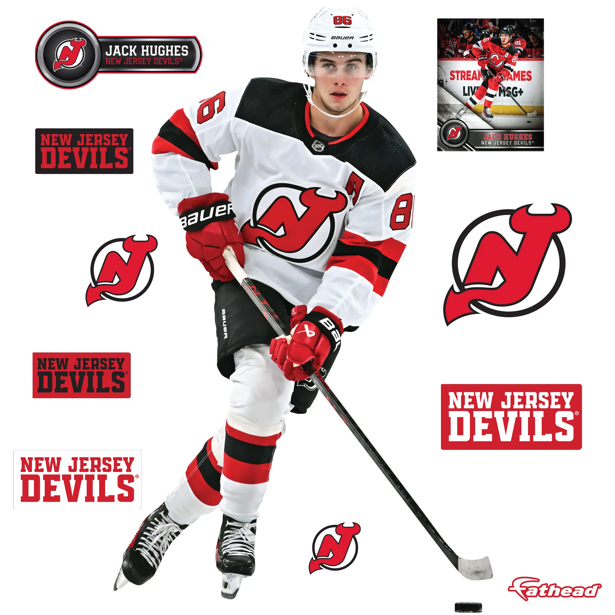 Jack Hughes - RealBig Collection - Official NHL - New Jersey Devils - Reusable Vinyl Wall Decals #3 - Image 2