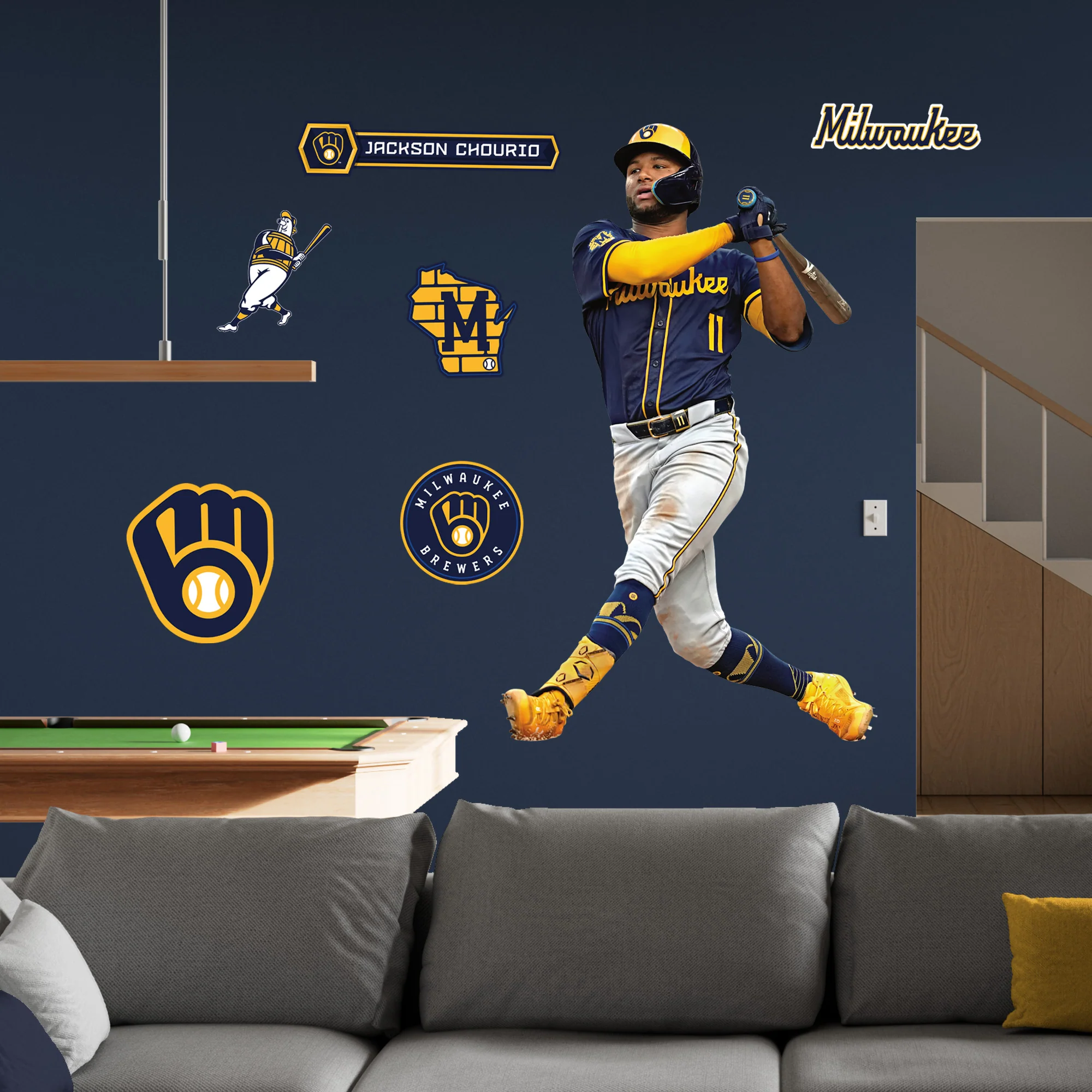 Jackson Chourio - RealBig Collection - Official MLB - Milwaukee Brewers - Reusable Vinyl Wall Decals - Image 3