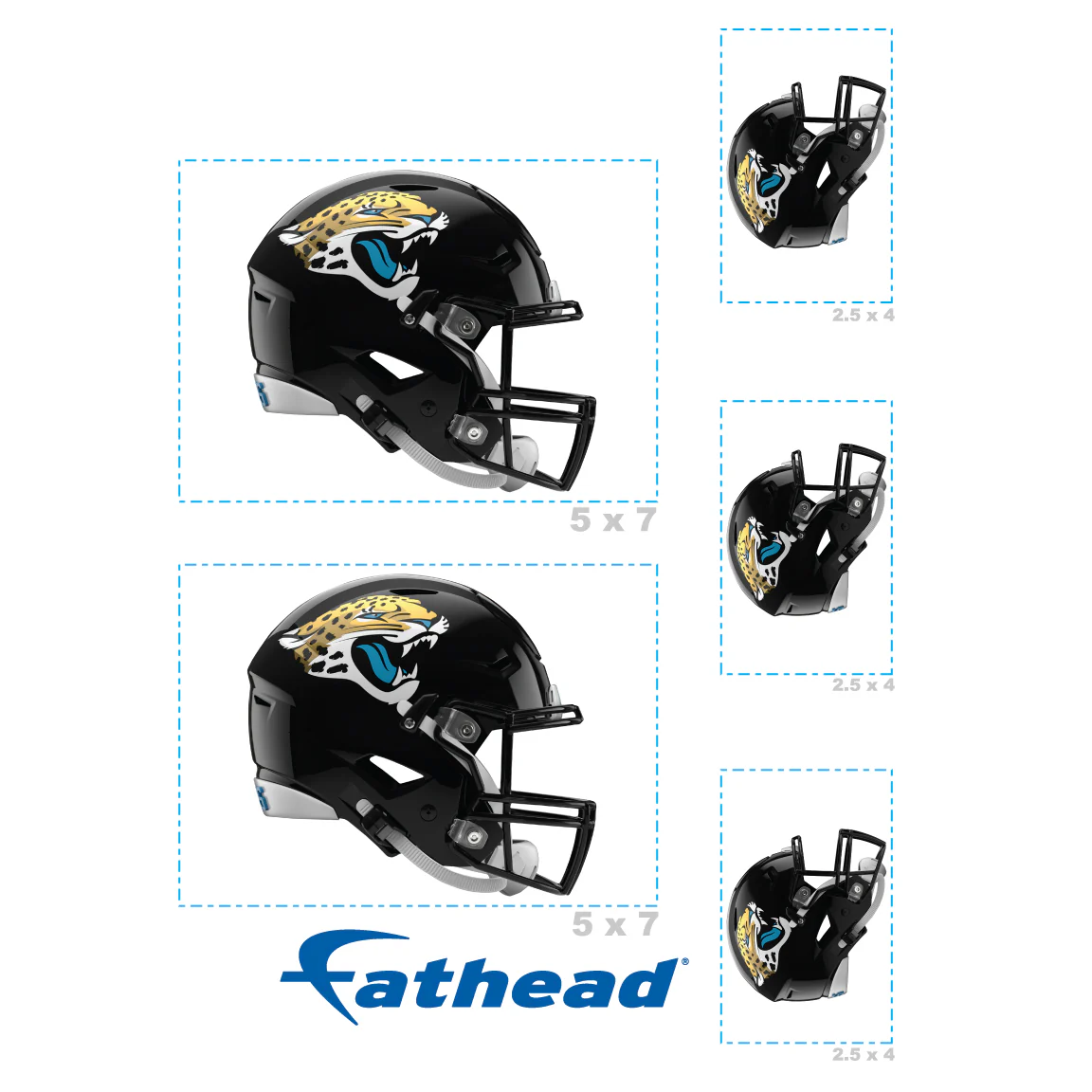 Jacksonville Jaguars - 5 Helmet Minis (Mixed Sizes) - Official NFL - Reusable Vinyl Decals - Image 4
