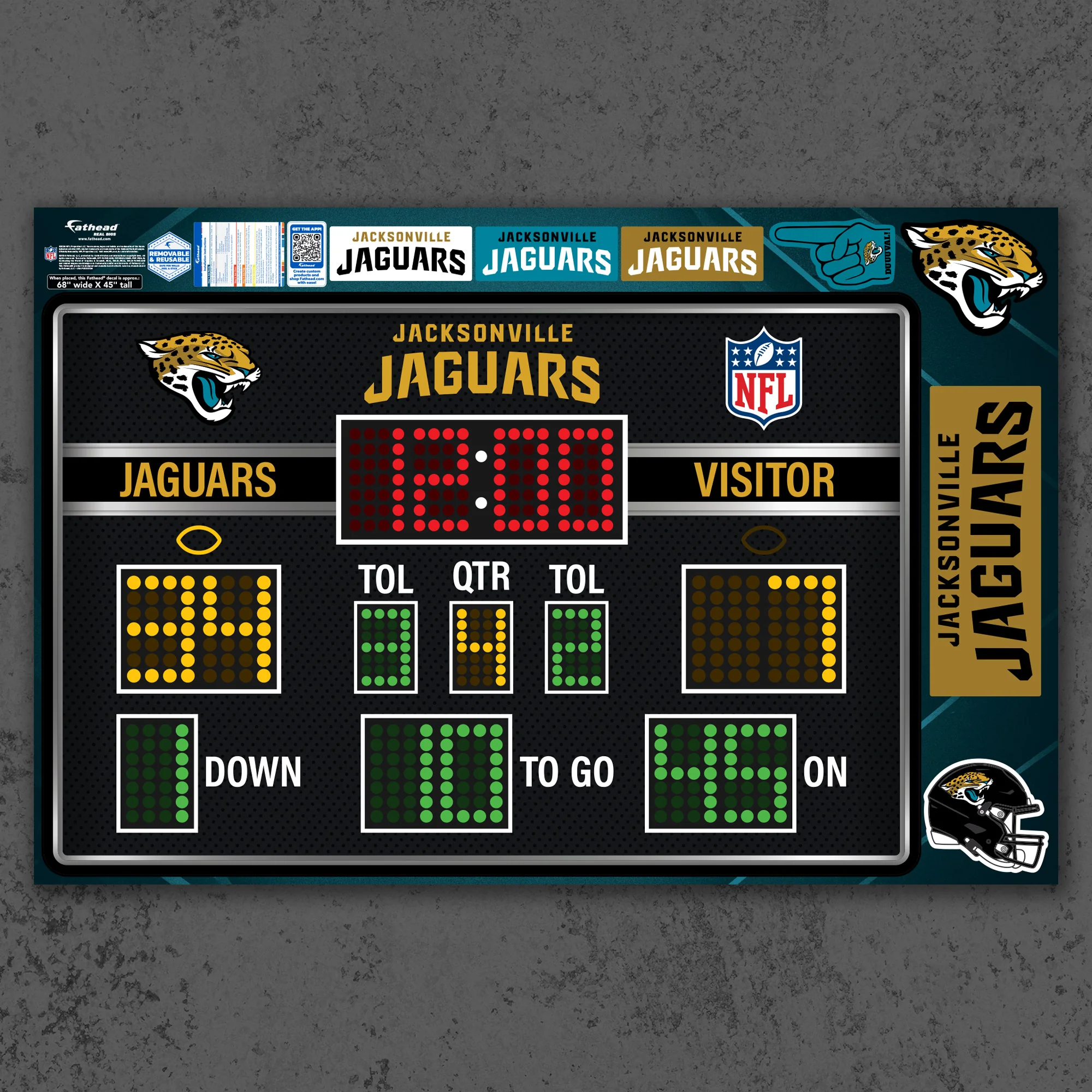 Jacksonville Jaguars - RealBig Scoreboard Collection - Official NFL - Reusable Vinyl Wall Decals - Image 2