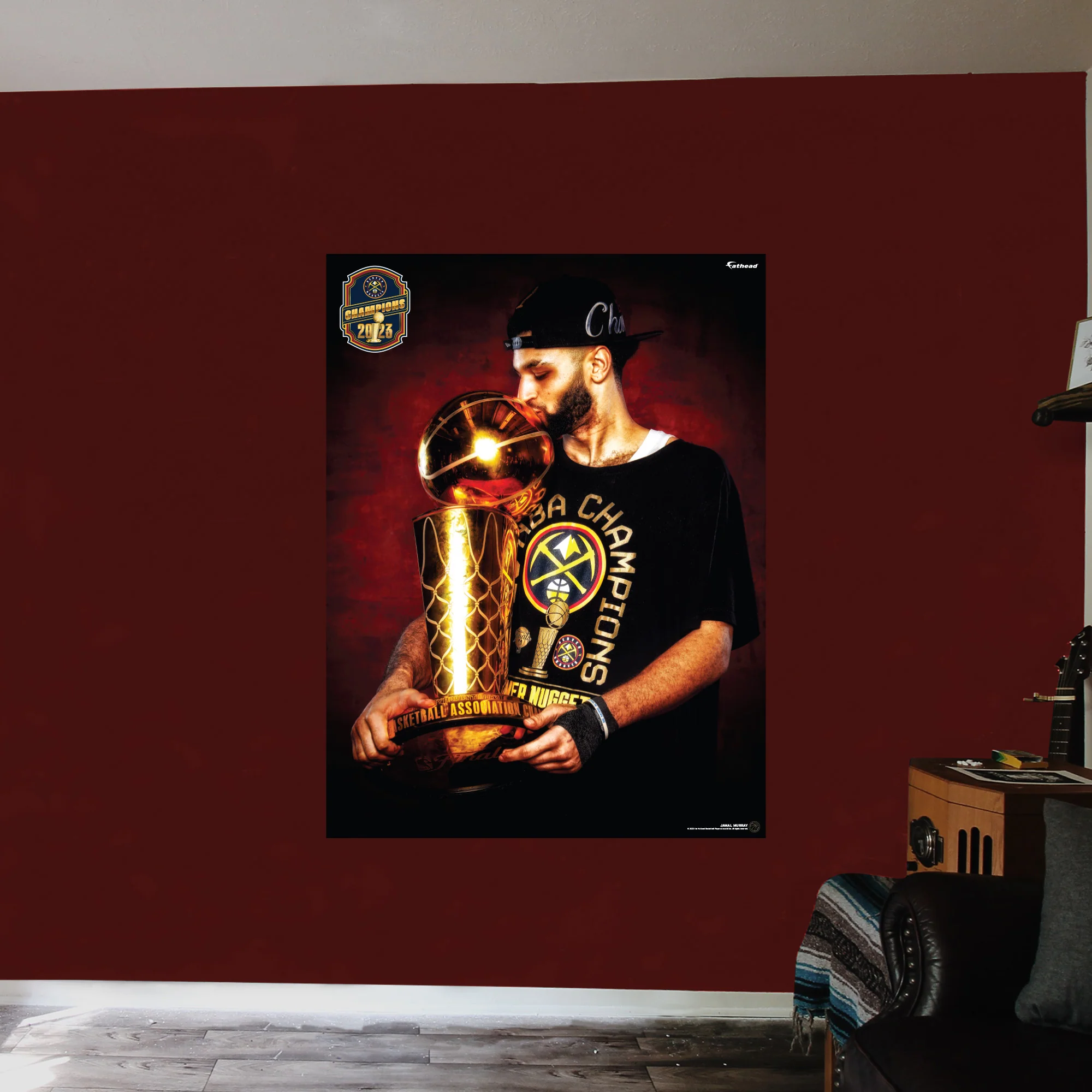 Jamal Murray - 2023 Trophy Kiss - Peel & Stick Poster - Official NBA - Denver Nuggets - Reusable Vinyl Wall Decal - Image 3