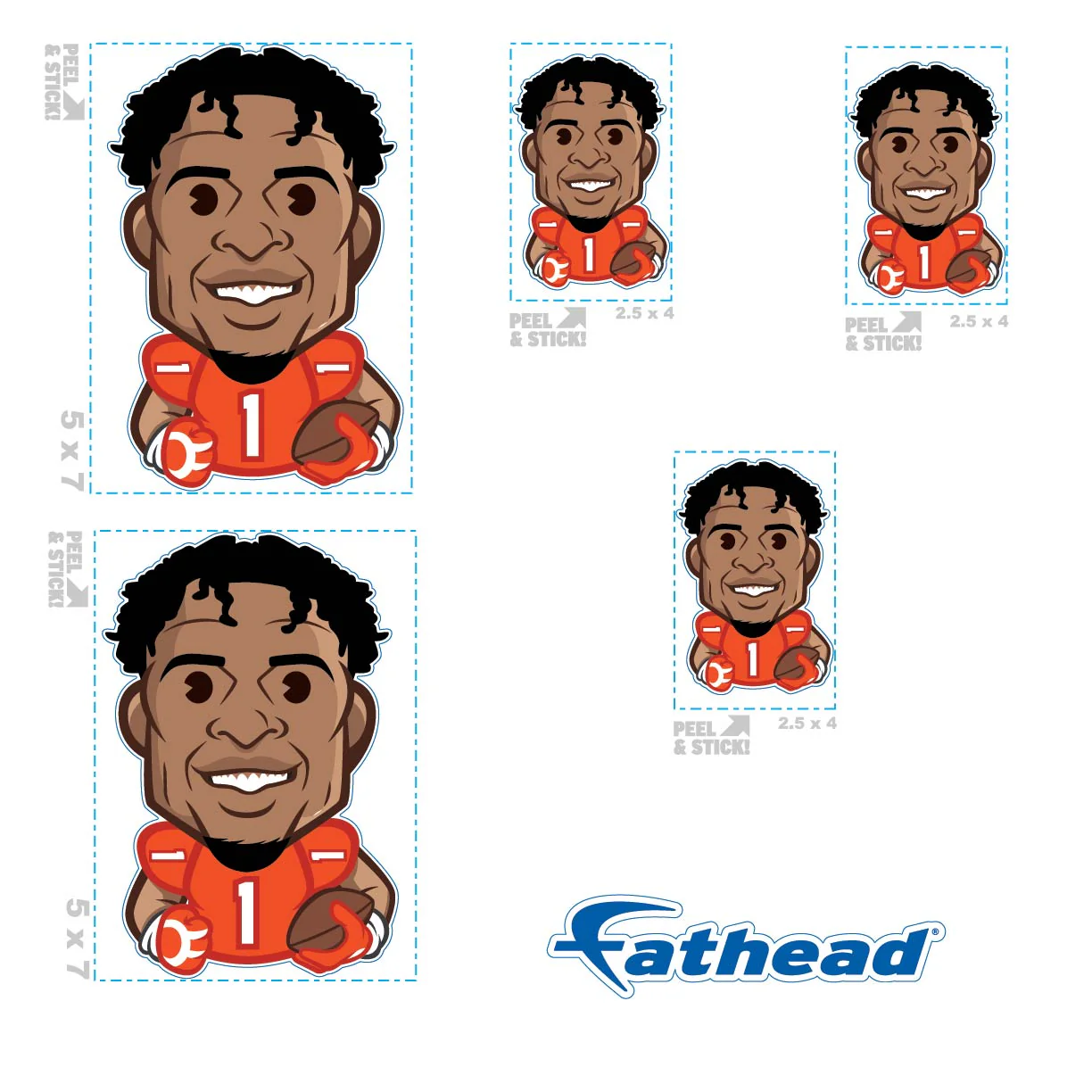 Ja'Marr Chase - 5 Emoji Minis (Mixed Sizes) - Official NFLPA - Cincinnati Bengals - Reusable Vinyl Decals - Image 4