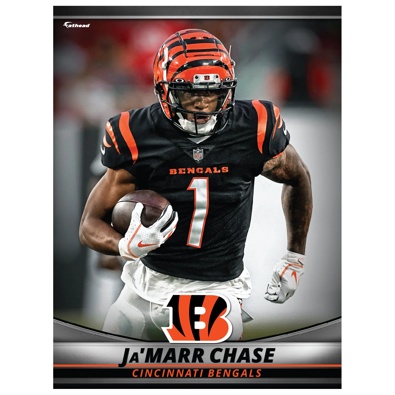 Ja'Marr Chase - GameStars Series - Peel & Stick Poster - Official NFL - Cincinnati Bengals - Reusable Vinyl Wall Decal - Image 3