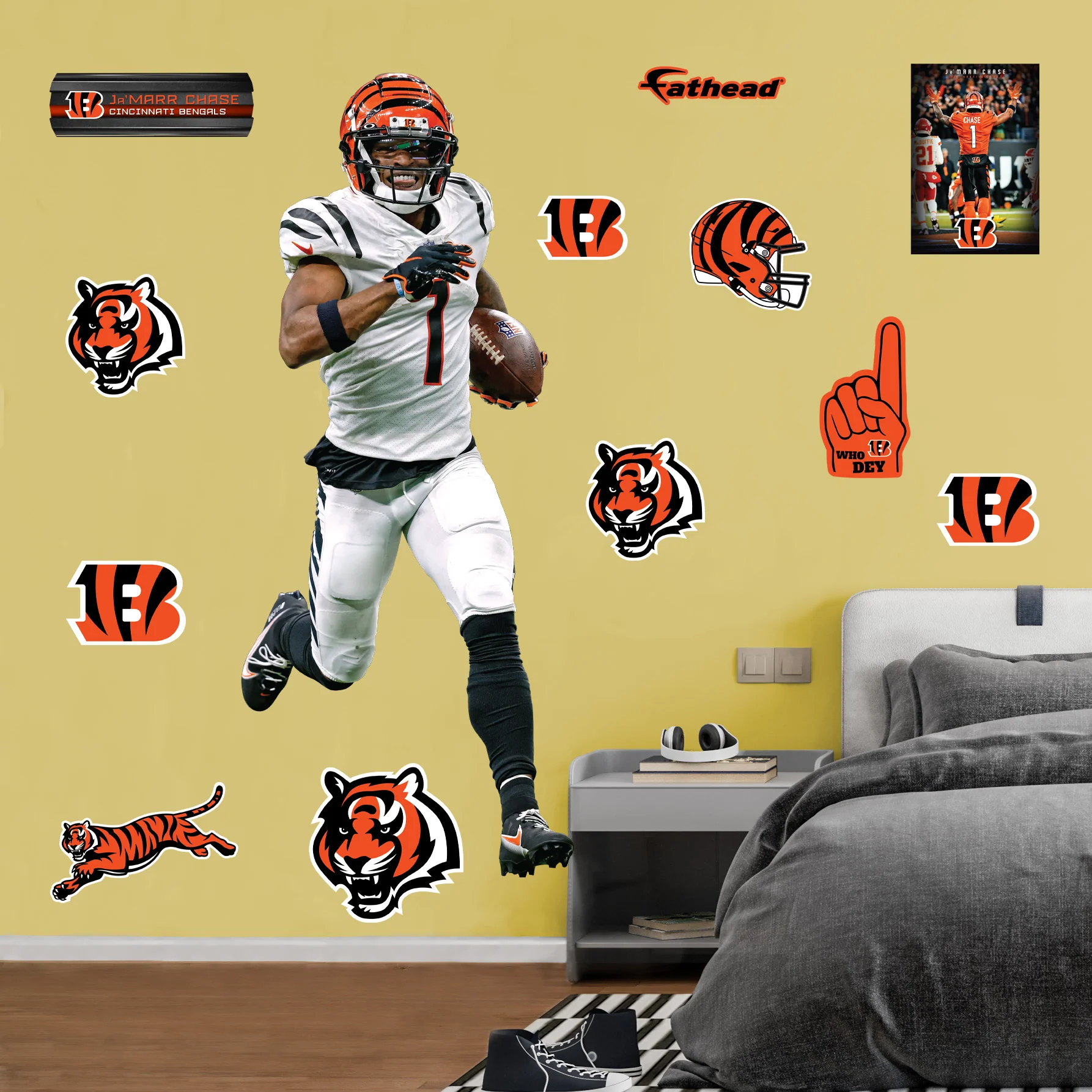 Ja'Marr Chase - RealBig Breakaway Collection - Official NFL - Cincinnati Bengals - Reusable Vinyl Wall Decals - Image 3