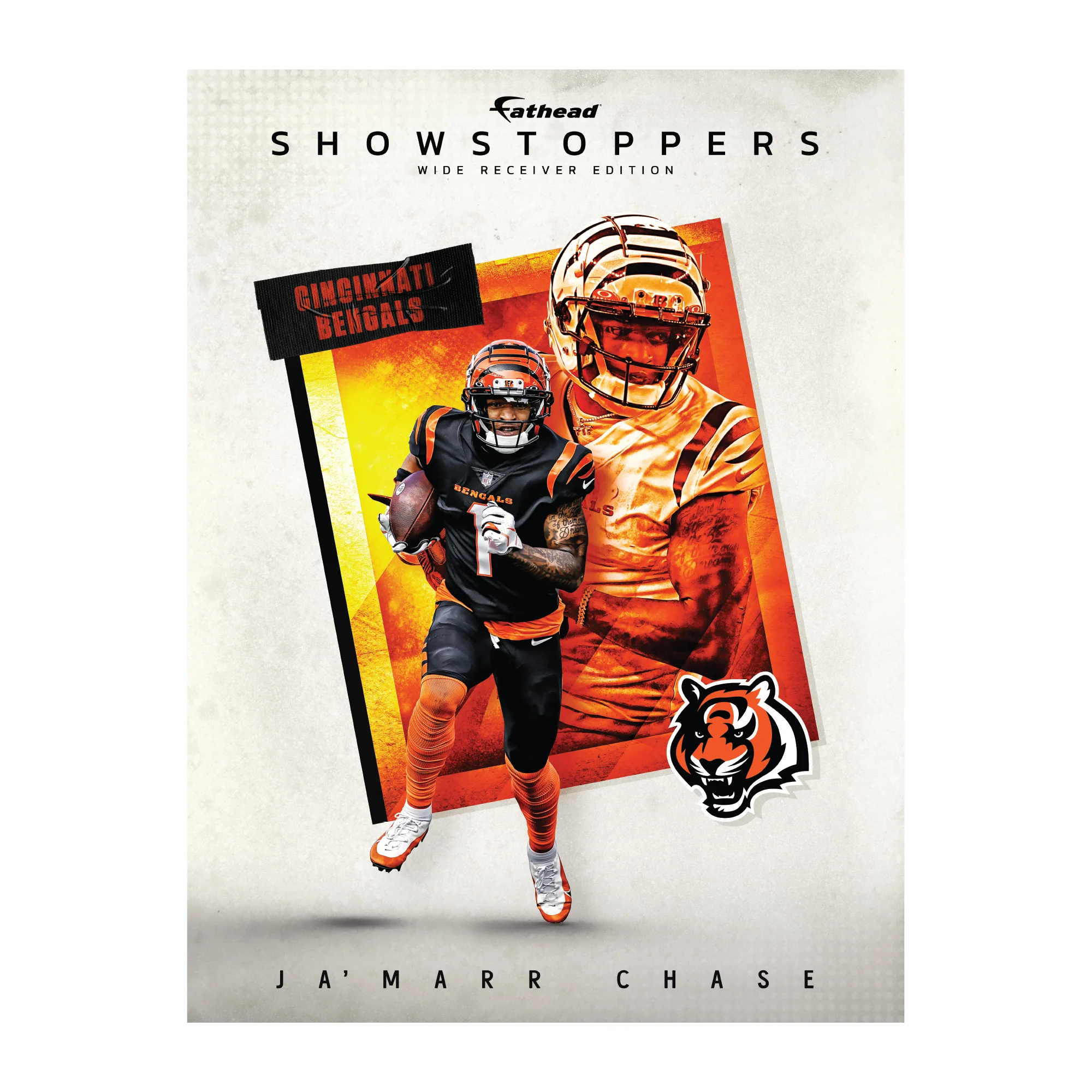 Ja'Marr Chase - Showstopper Peel & Stick Poster - Official NFL - Cincinnati Bengals - Reusable Vinyl Wall Decal - Image 2
