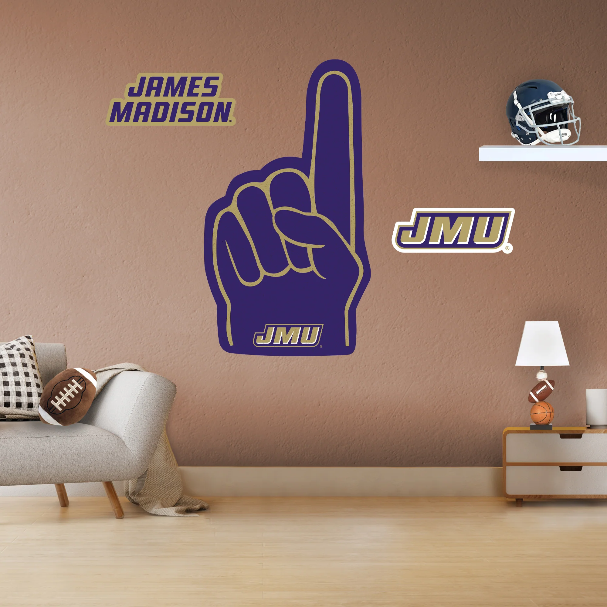 James Madison Dukes - RealBig Foam Finger Collection - Official NCAA - Reusable Vinyl Wall Decals - Image 2