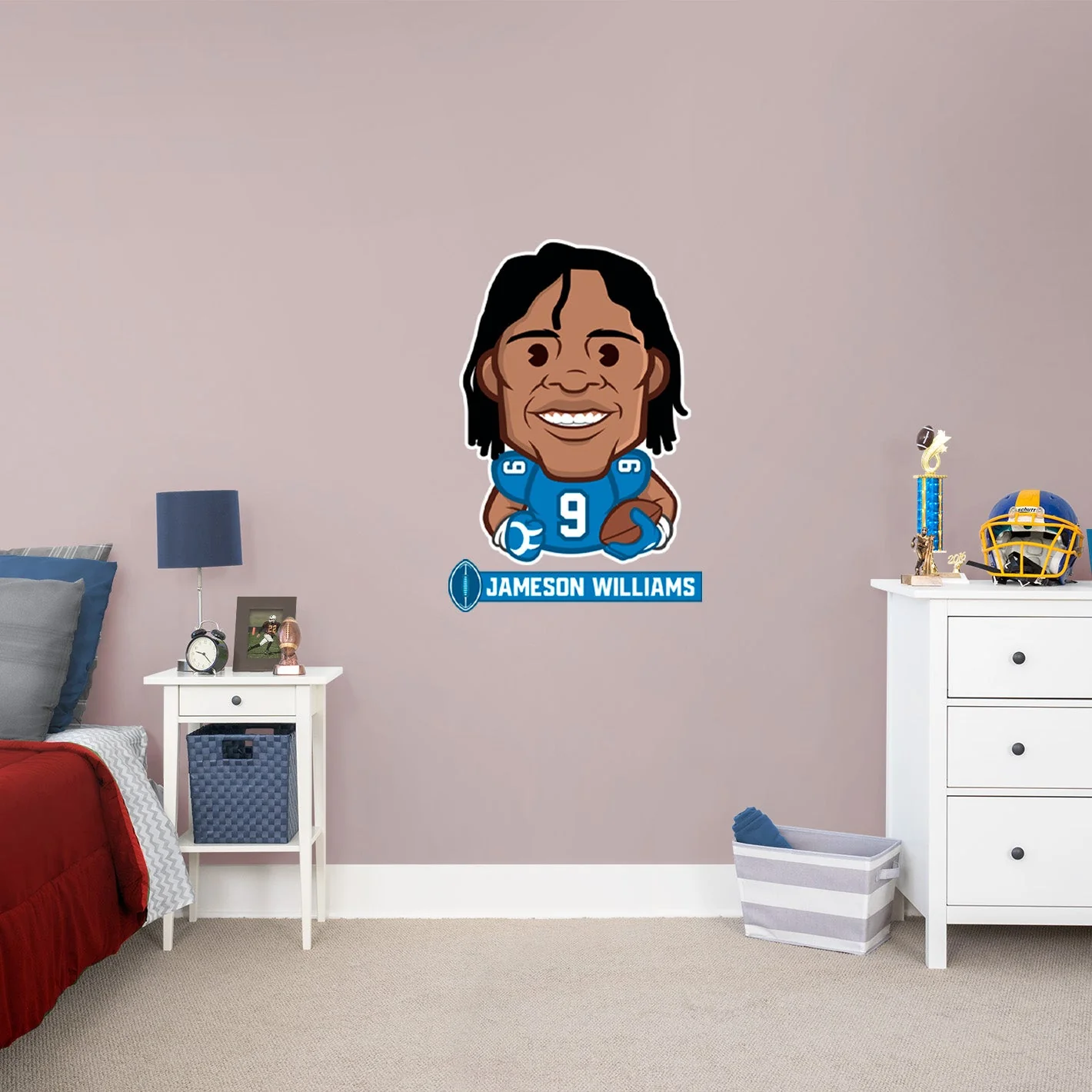 Jameson Williams Emoji - RealBig Collection - Official NFLPA - Detroit Lions - Reusable Vinyl Wall Decals - Image 3