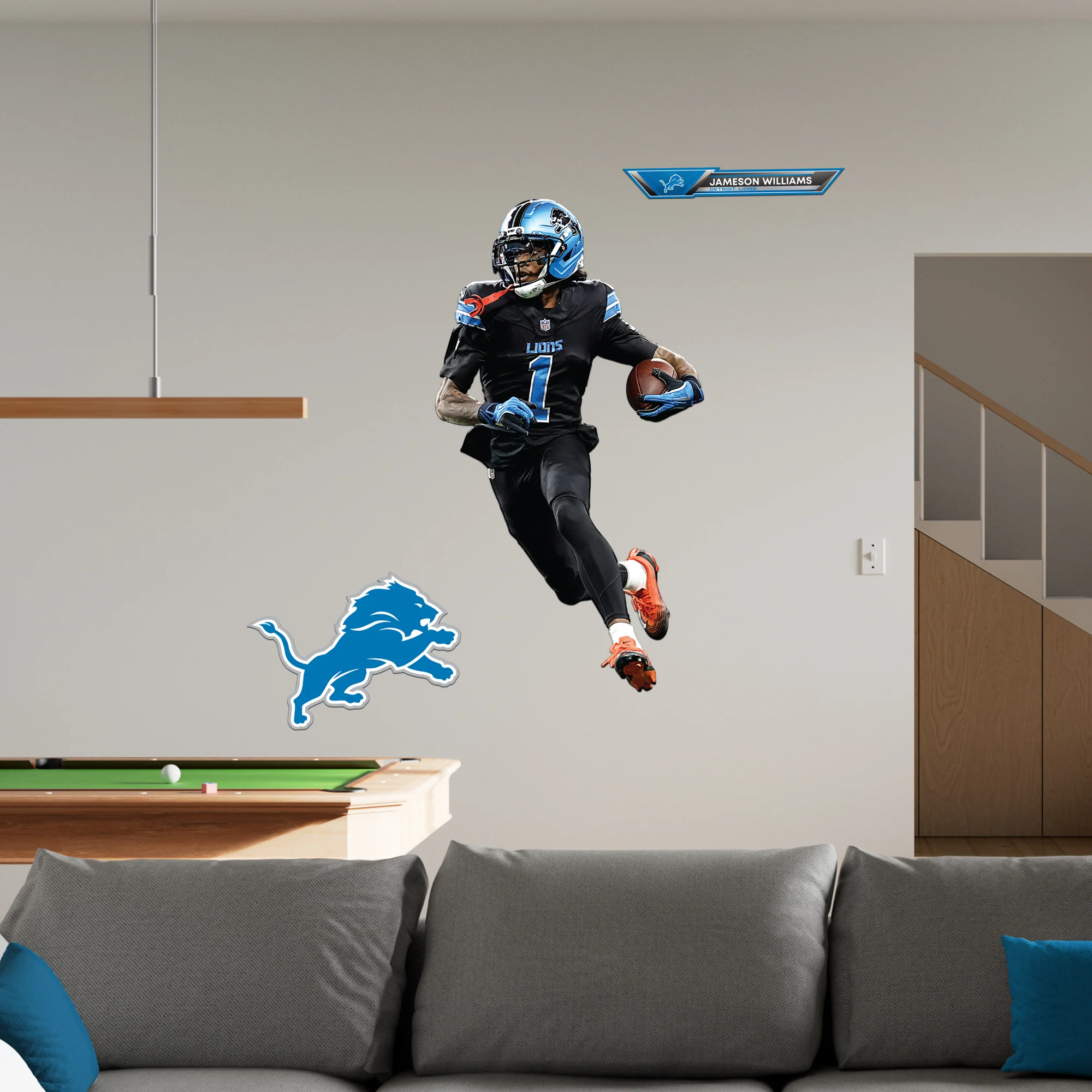 Jameson Williams - RealBig Collection - Official NFL - Detroit Lions - Reusable Vinyl Wall Decals - Image 5