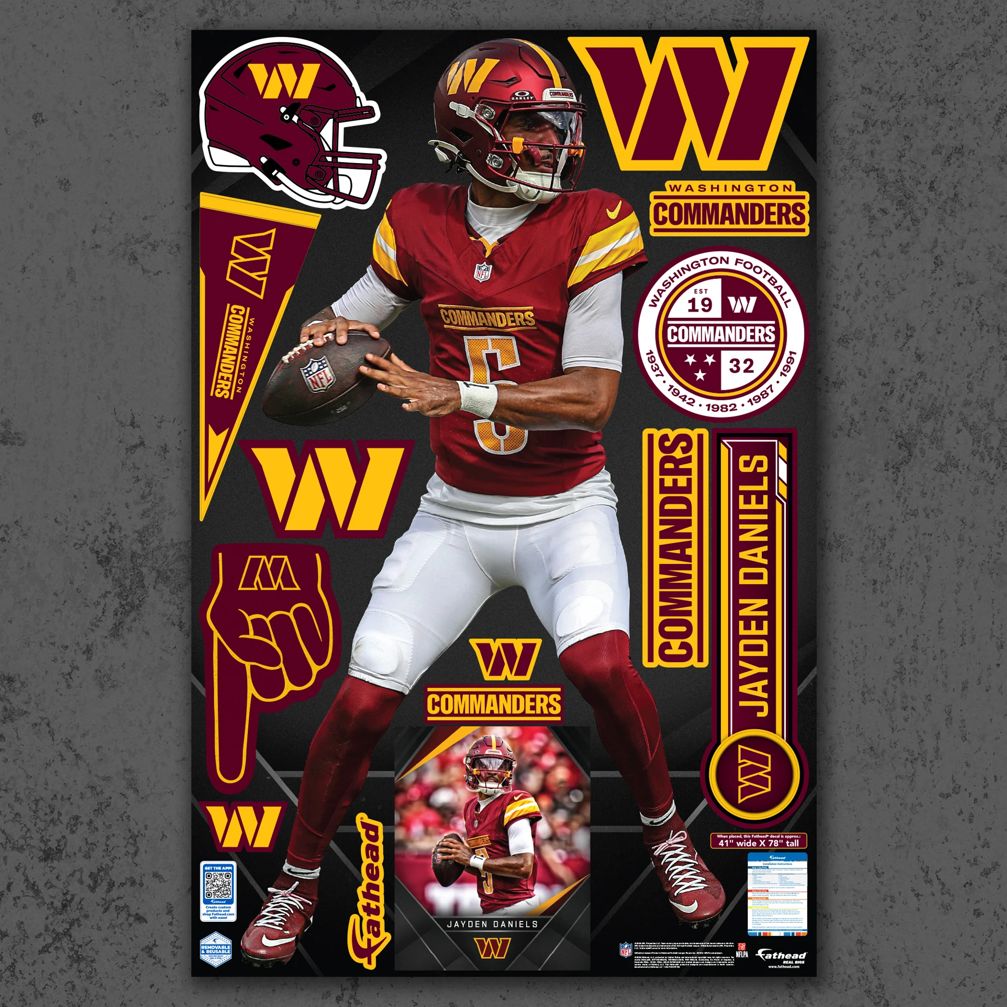 Jayden Daniels - RealBig Dropback Collection - Official NFL - Reusable Vinyl Wall Decals - Image 2