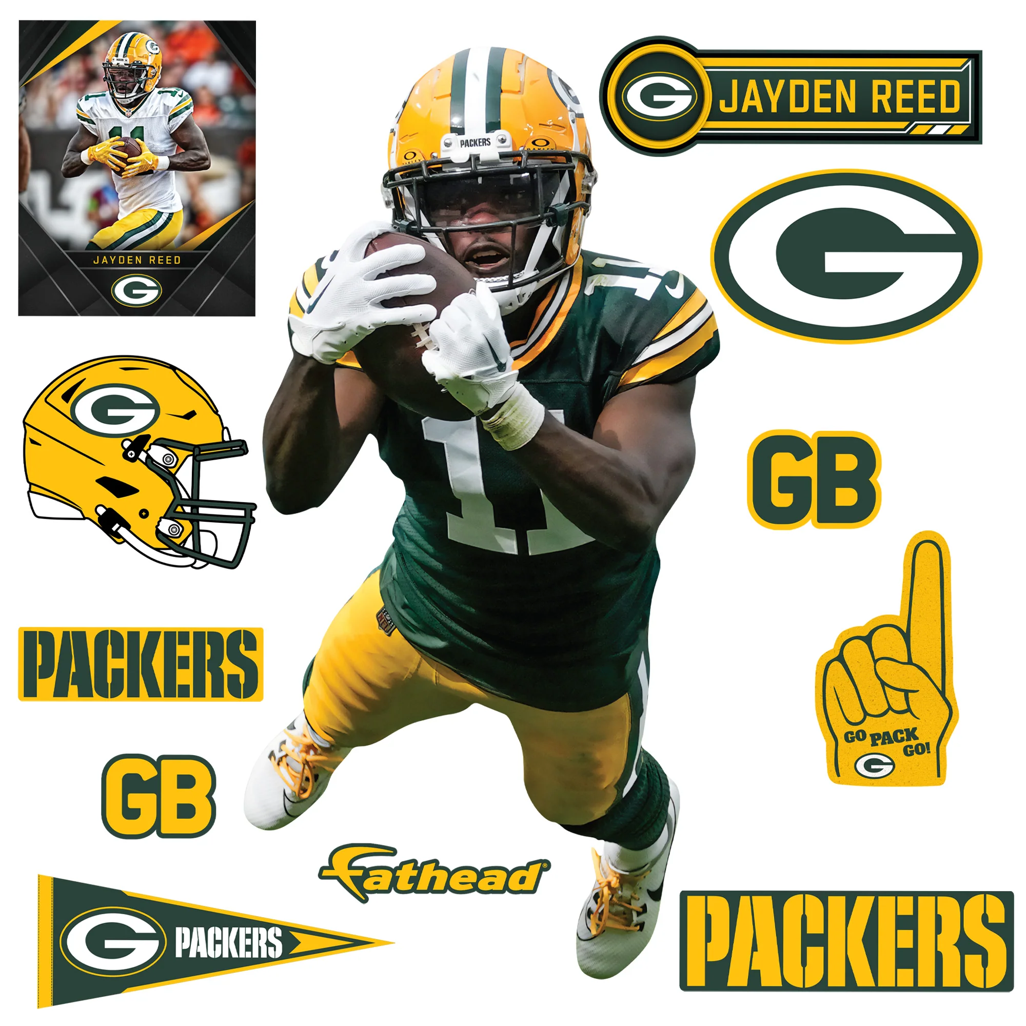 Jayden Reed - RealBig Diving Catch Collection - Official NFL - Green Bay Packers - Reusable Vinyl Wall Decals - Image 2