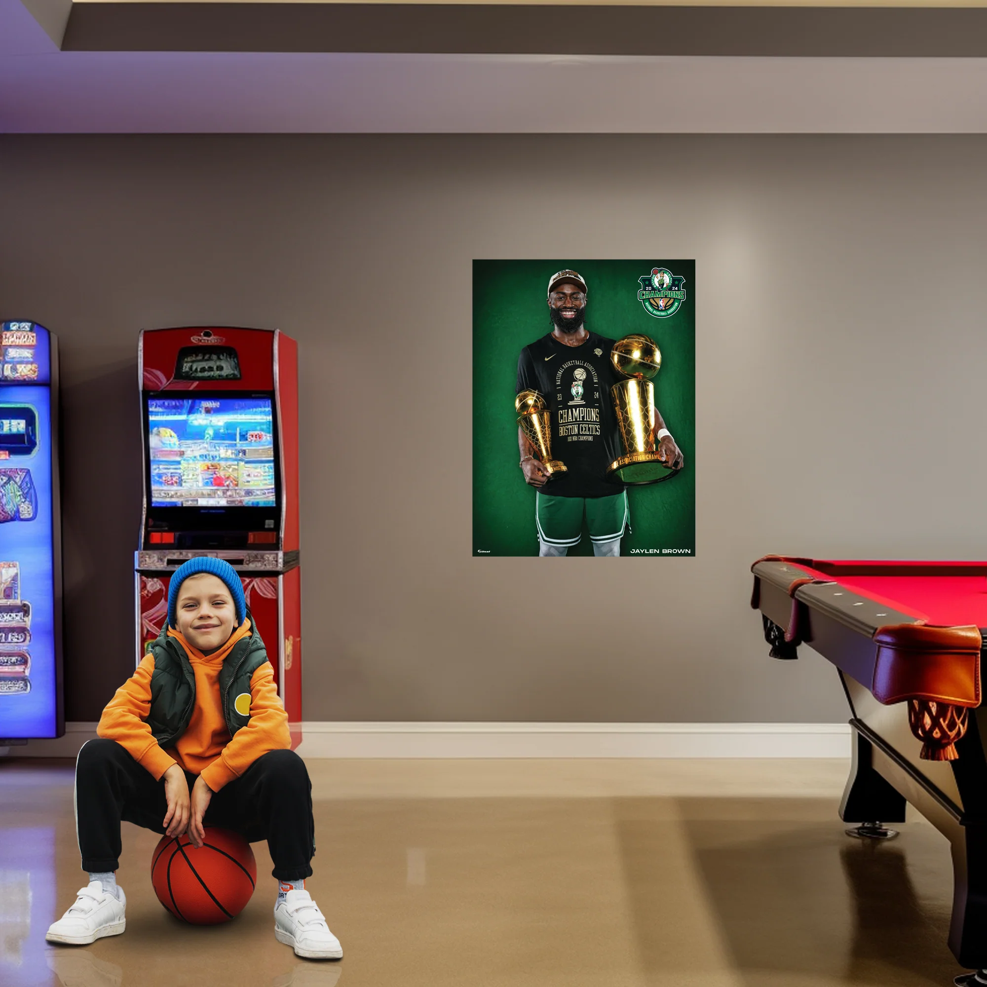 Jaylen Brown - 2024 Champion Trophies - Peel & Stick Poster - Official NBA - Boston Celtics - Reusable Vinyl Wall Decal - Image 3