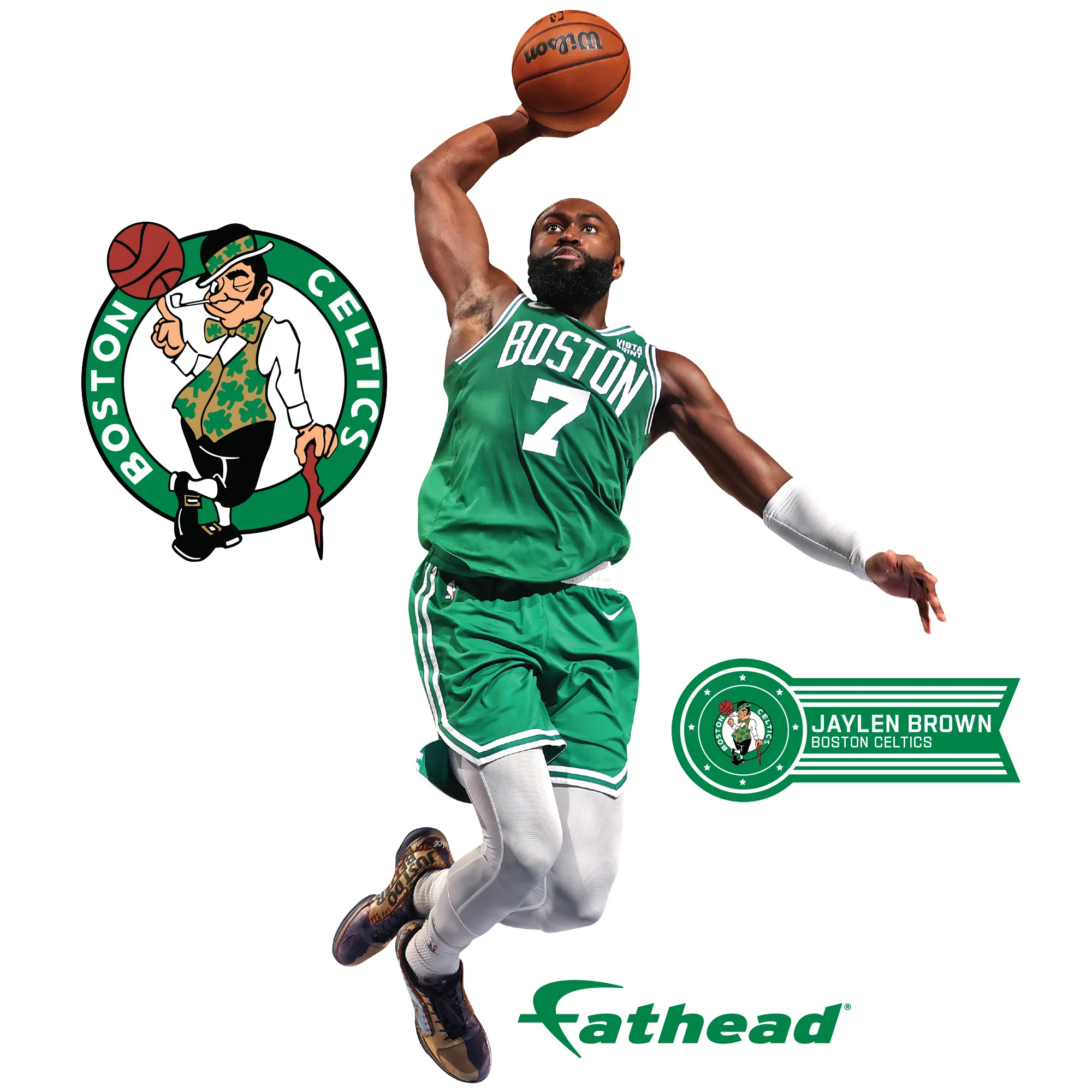 Jaylen Brown Dunk - RealBig Collection - Official NBA - Boston Celtics - Reusable Vinyl Wall Decals - Image 5