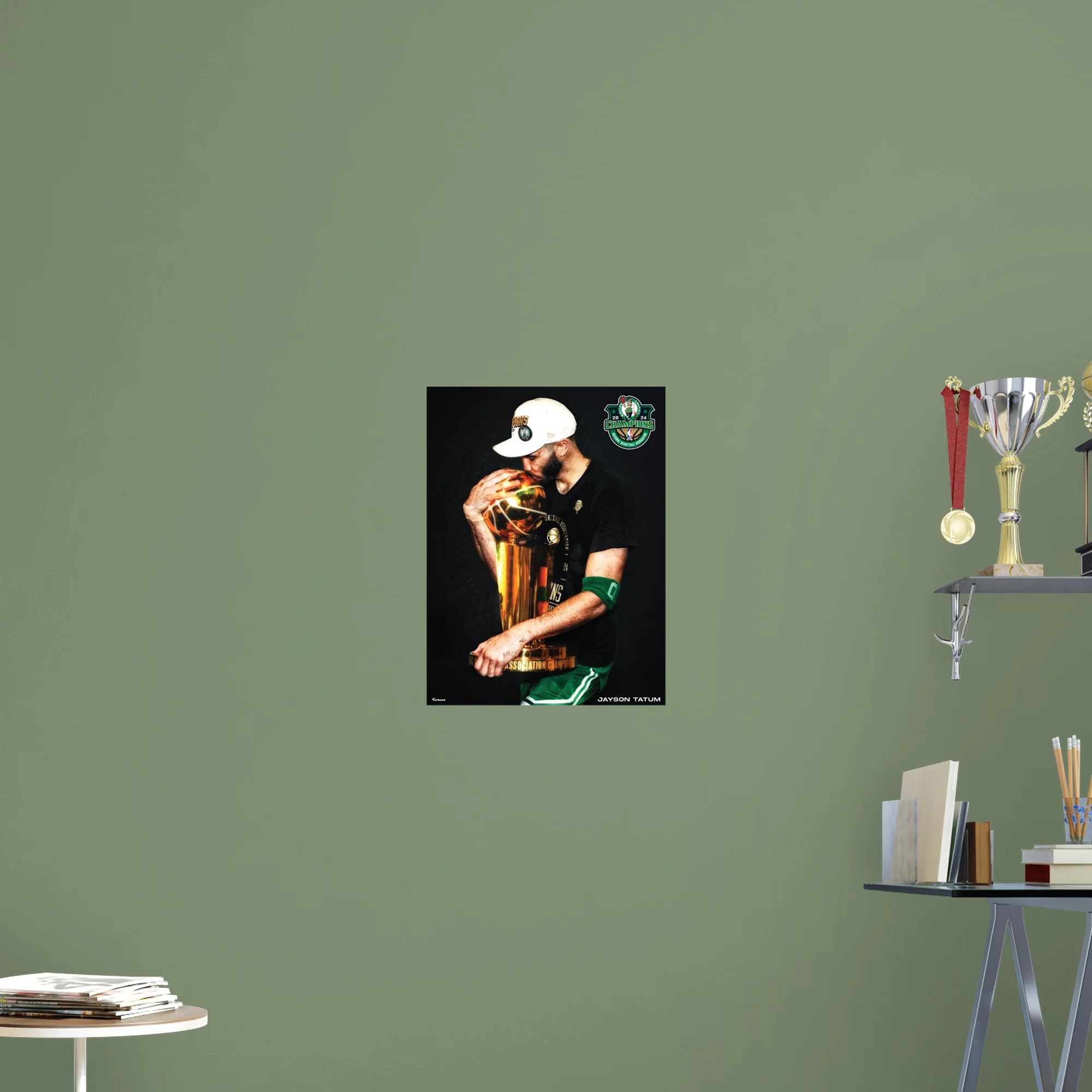 Jayson Tatum - 2024 Champion Trophy Kiss - Peel & Stick Poster - Official NBA - Boston Celtics - Reusable Vinyl Wall Decal - Image 7