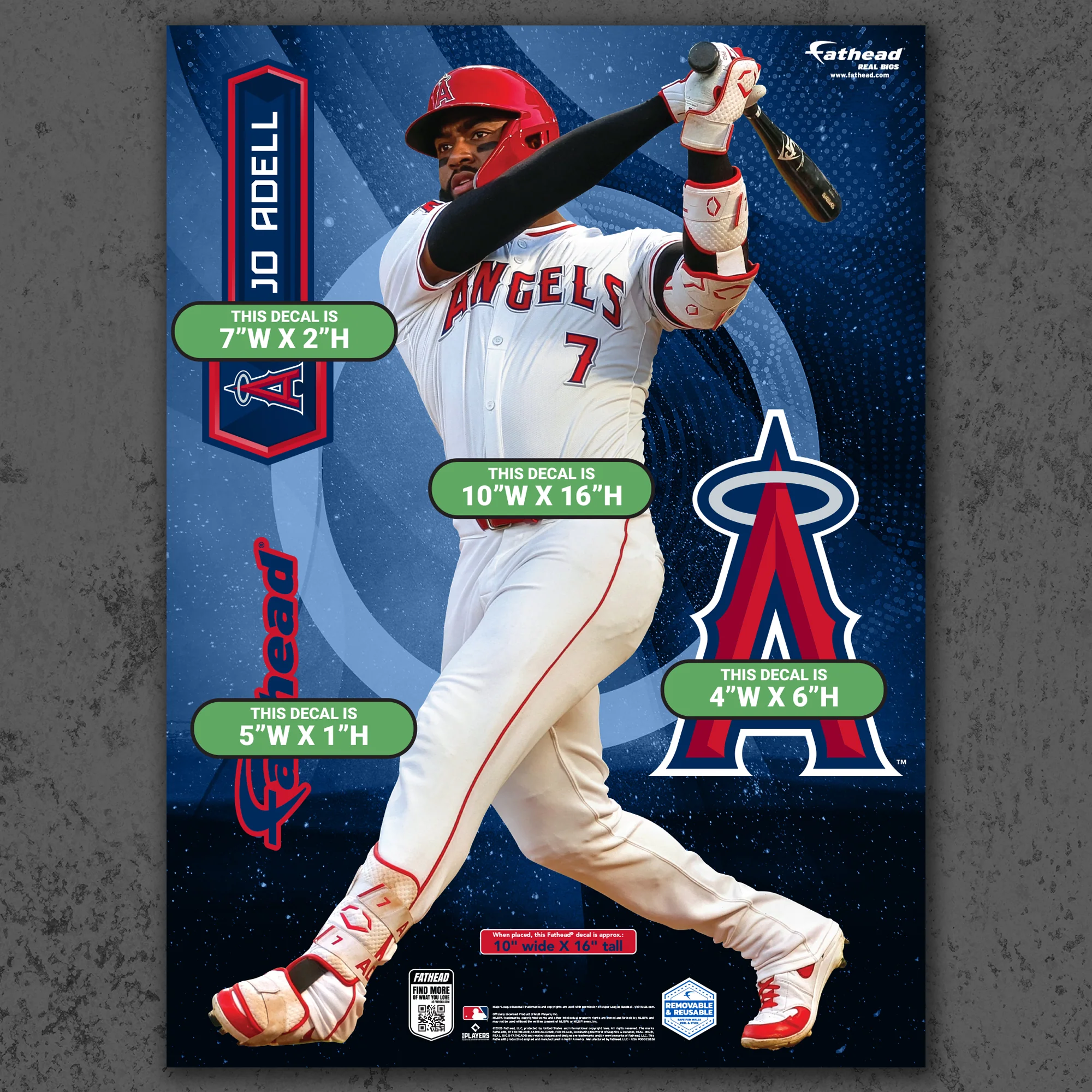 Jo Adell - RealBig Collection - Official MLB - Los Angeles Angels - Reusable Vinyl Wall Decals - Image 8
